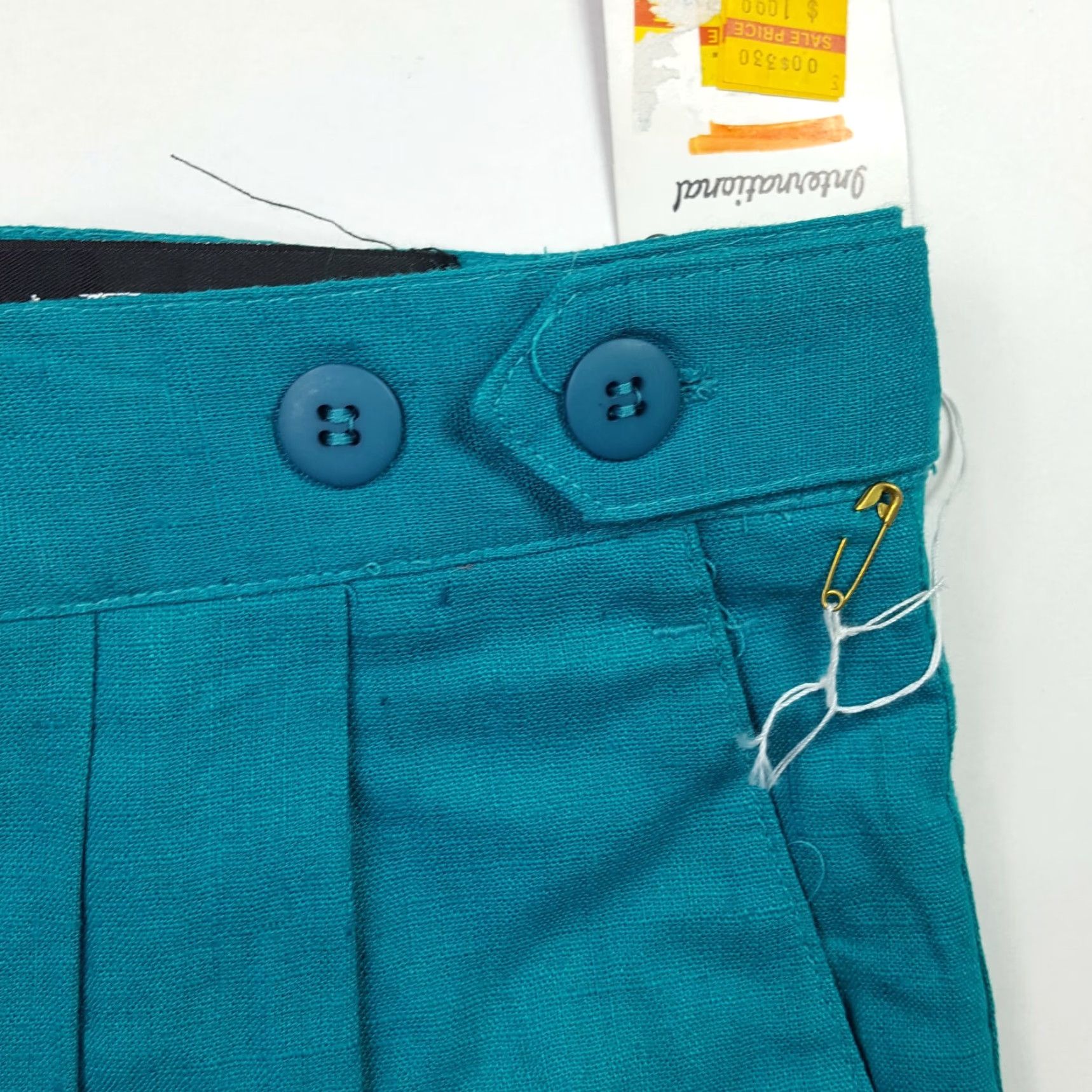 Vintage VTG Adolfo Golf Teal Pleated Women's Size 10 Retro Chino Tennis Outdoor Shorts Size 29" - 3 Thumbnail