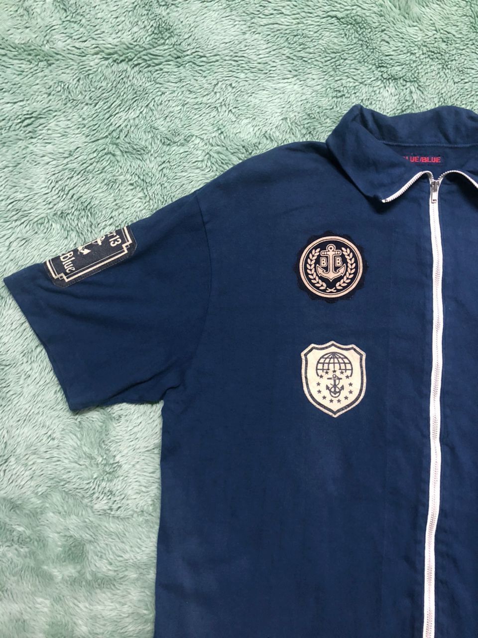 Blue Blue Japan × Japanese Brand Blue Blue Rare Design Patches Short Sleeve Zipper Size US M / EU 48-50 / 2 - 6 Thumbnail