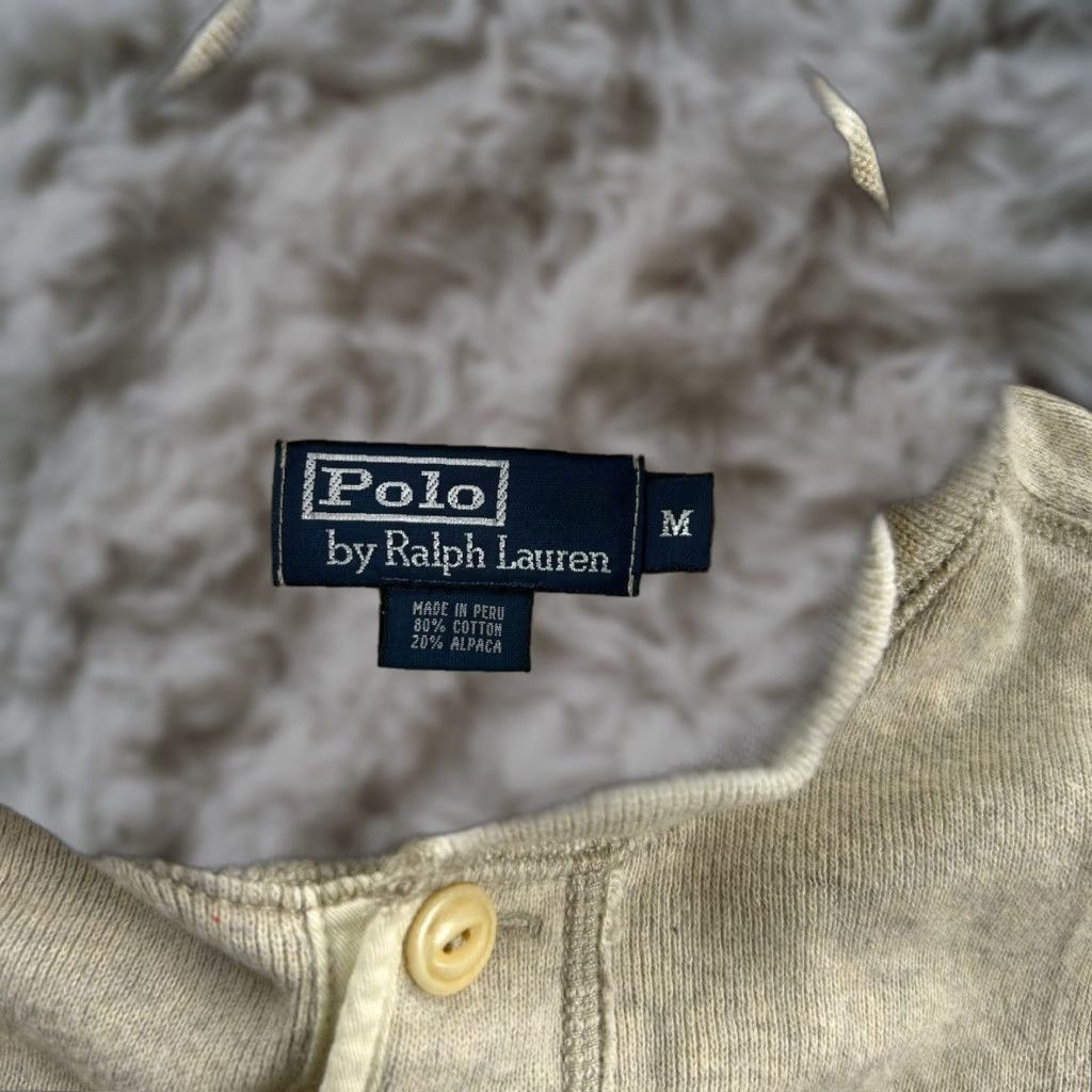 VINTAGE Polo Ralph Lauren Men’s Alpaca Blend 1/4 Button Knit Pullover Ivory Medium