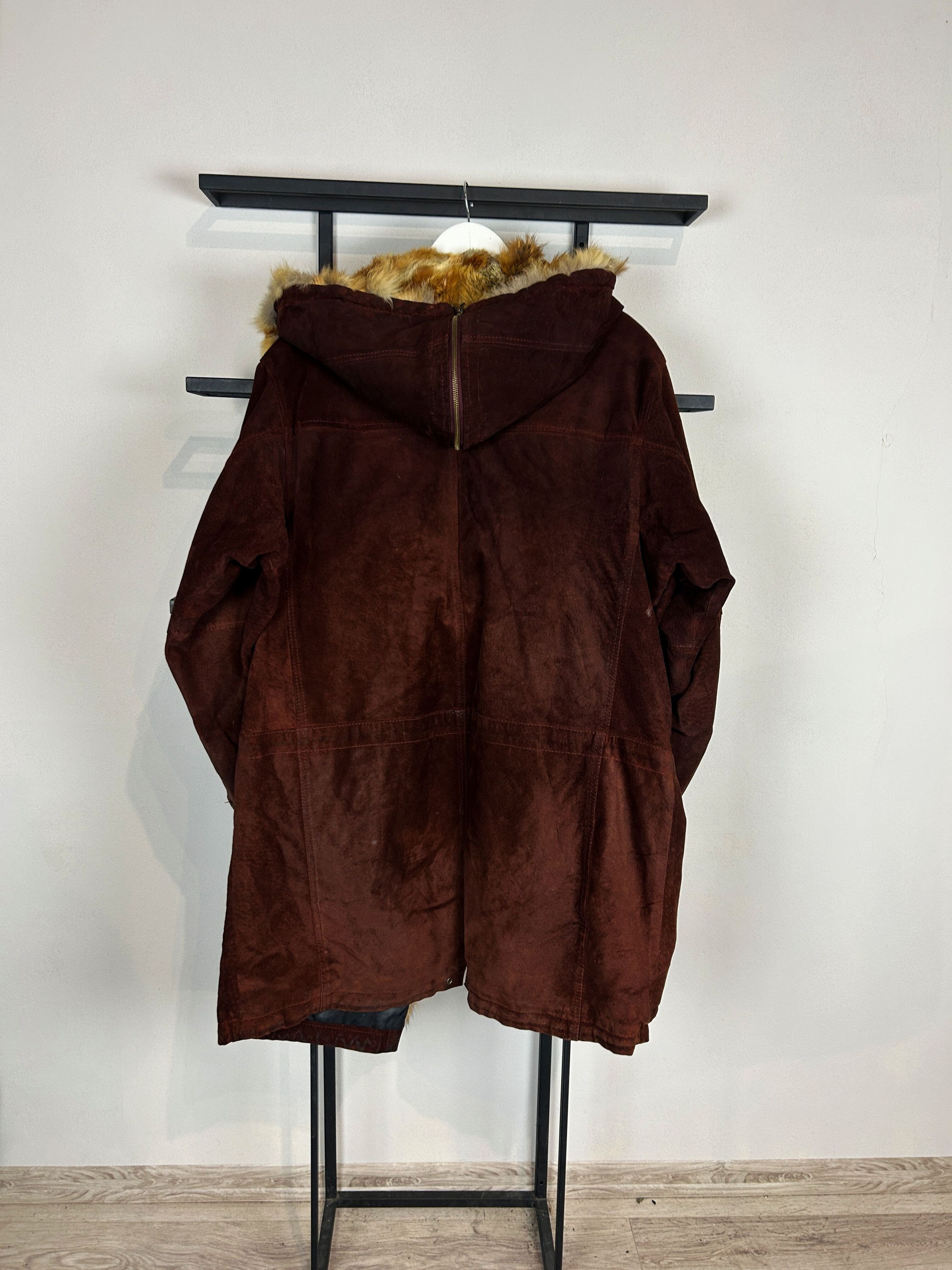 Japanese Brand Suede Leather Coat Fur Trim Vintage Luxury Brown Long Size US L / EU 52-54 / 3 - 8 Thumbnail