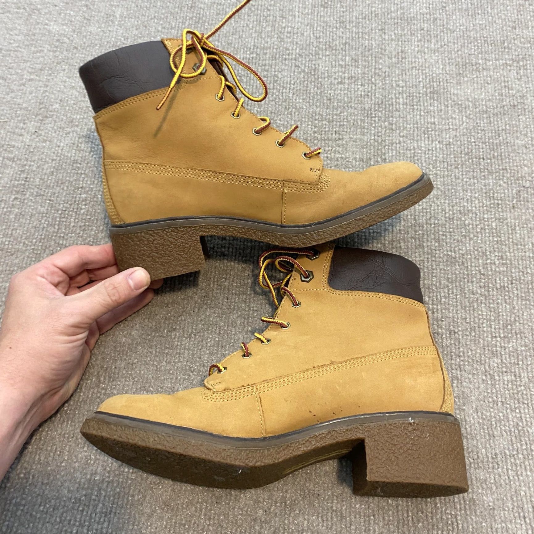 Timberland Timberland Boots Womens Size 7 Brown Nubuck Ankle Lace Up Block Heel A1KLL Size US 7 / IT 37 - 3 Thumbnail