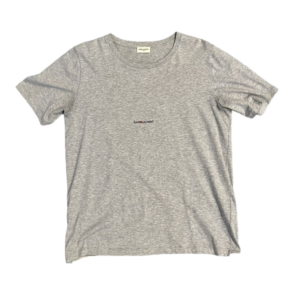 image of Saint Laurent Paris Saint Laurent Box Logo T Shirt in Grey, Men's (Size Medium)
