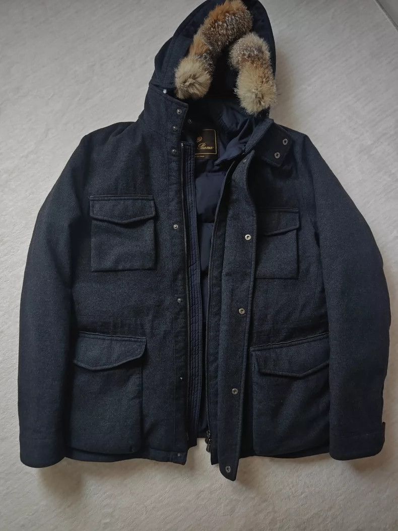Loro Piana LORO PIANA Fur-lined cashmere down jacket with hood Size US L / EU 52-54 / 3 - 1 Thumbnail