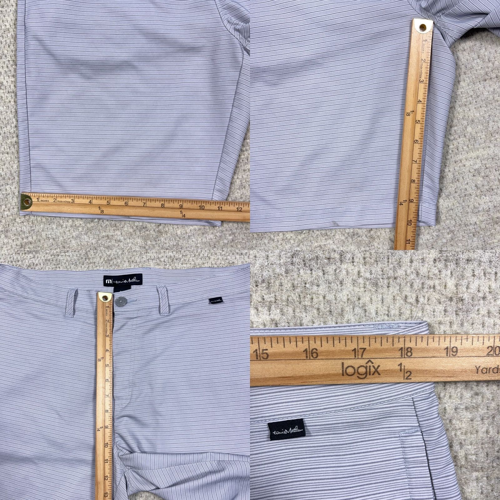 TravisMathew Travis Mathew Golf Shorts Men 36 Gray Striped Chino Performance Wicking Adult Stock Size US 36 / EU 52 - 8 Thumbnail