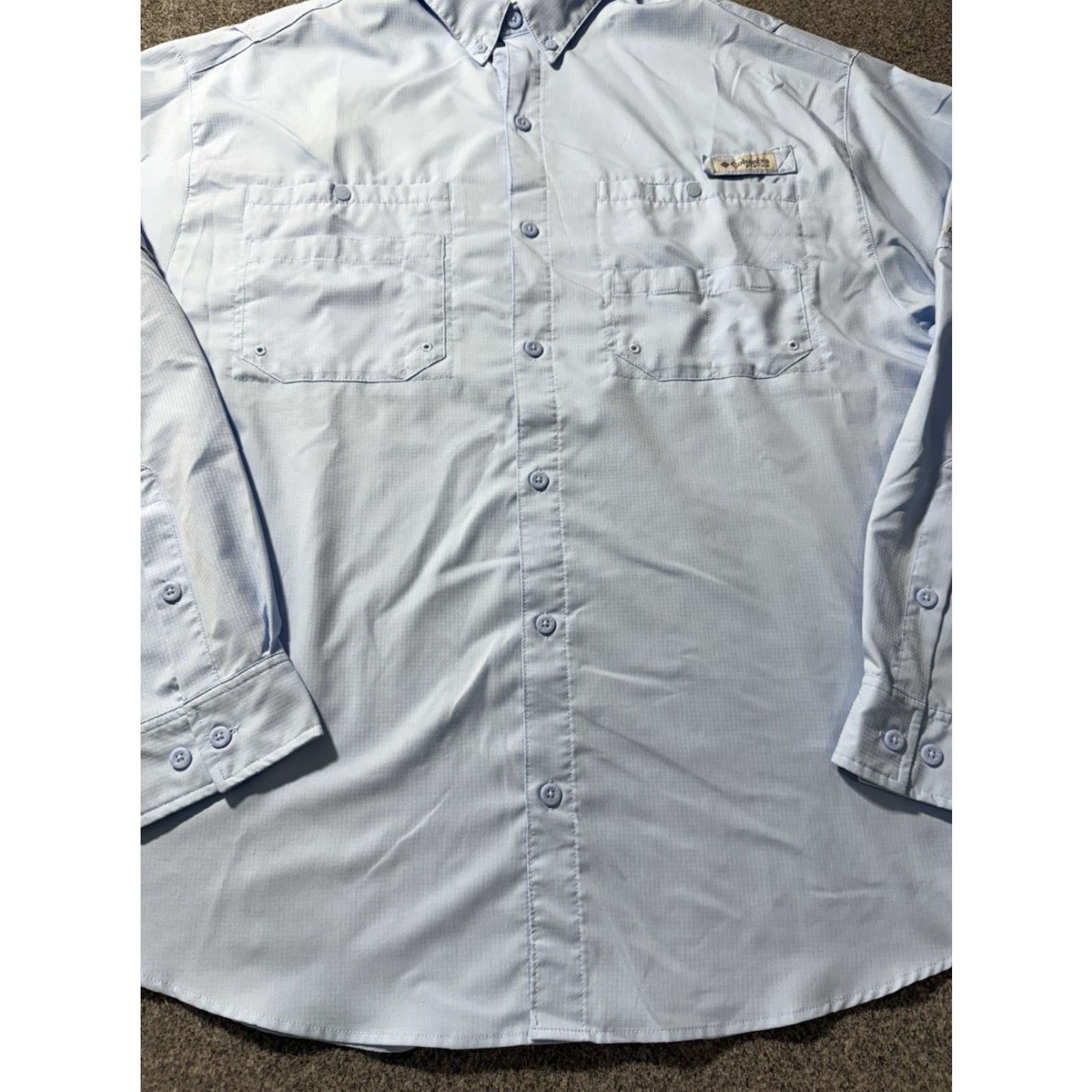 Vintage Columbia PFG Omni-Shade Button-Up Shirt Men XL Blue Solid Lightweight Breathable Collared Long Sleeve with Pockets Size US XL / EU 56 / 4 - 4 Thumbnail