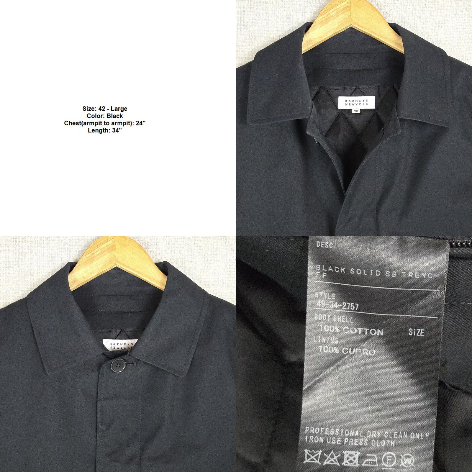 Mackintosh VINTAGE Barneys New York Jacket Coat Men 42 Large Mackintosh Button Front Insulated Liner Vest Black 100% Cotton 3 in 1 Size US L / EU 52-54 / 3 - 9 Thumbnail