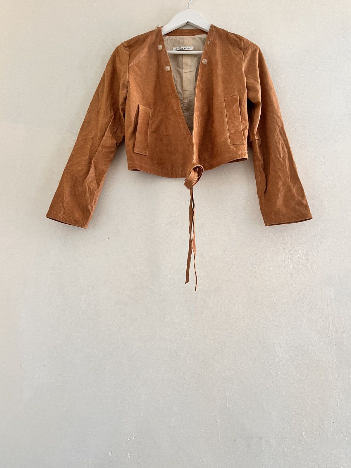 MM6 Maison Margiela Cropped Leather Jacket Size XS / US 0-2 / IT 36-38 - 2 Thumbnail