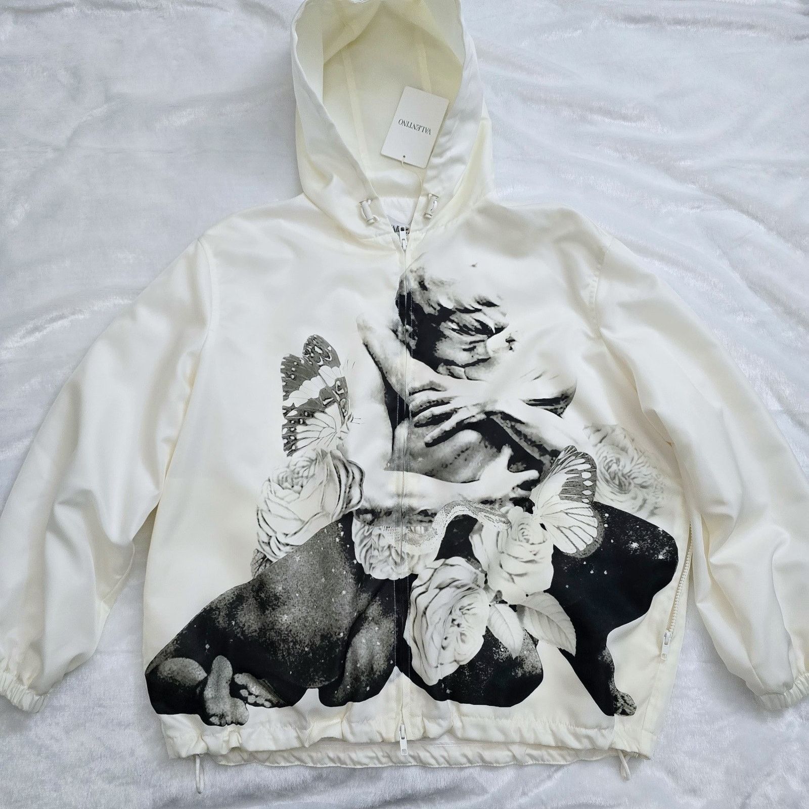 Valentino Valentino Artistic Graphic Satin Effect Hooded Jacket $3890 Size S / US 4 / IT 40 - 1 Thumbnail