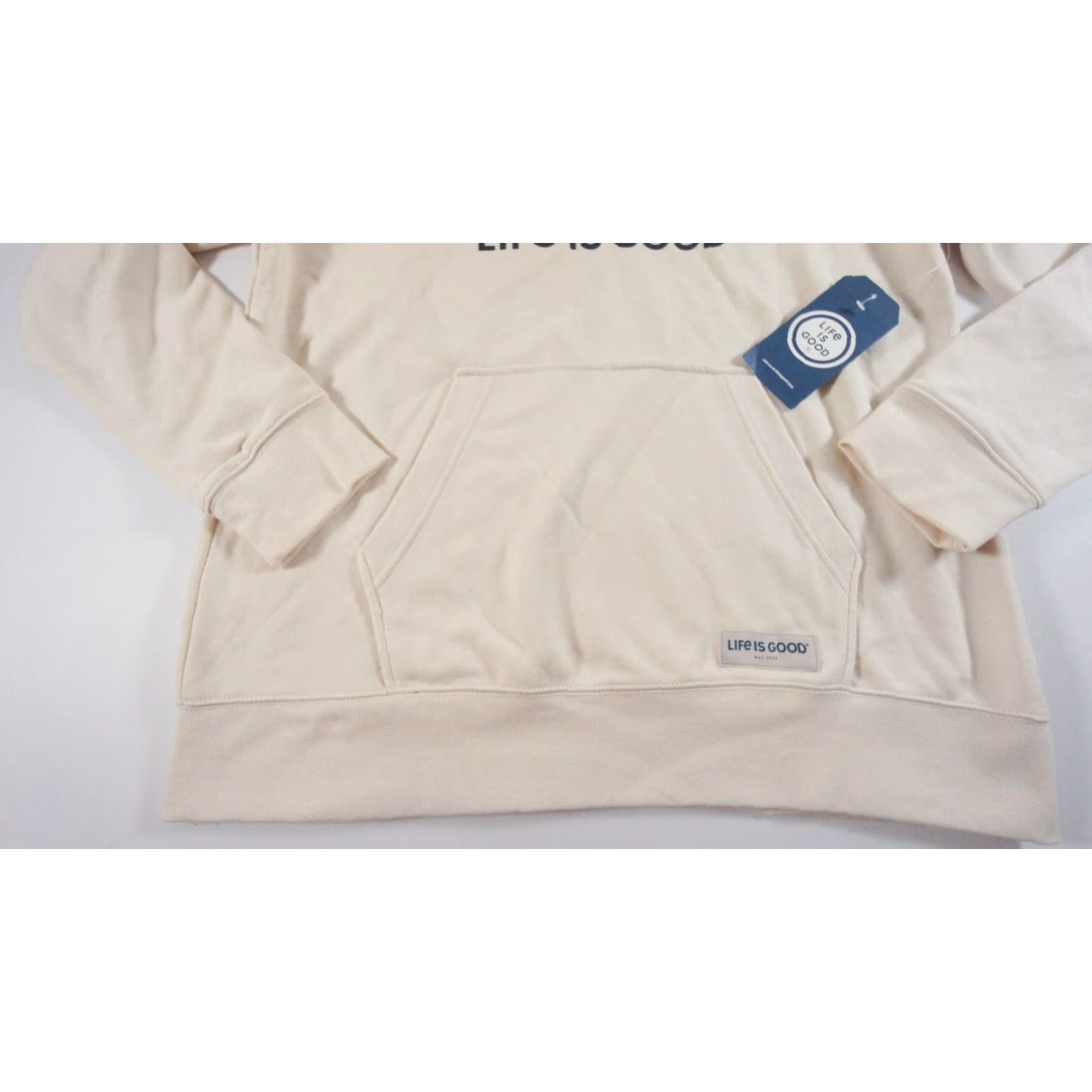 Life is Good Life Is Good Sweatshirt Mens Large Beige Cream Hoodie USA Flag Nature Outdoors Size US L / EU 52-54 / 3 - 3 Thumbnail