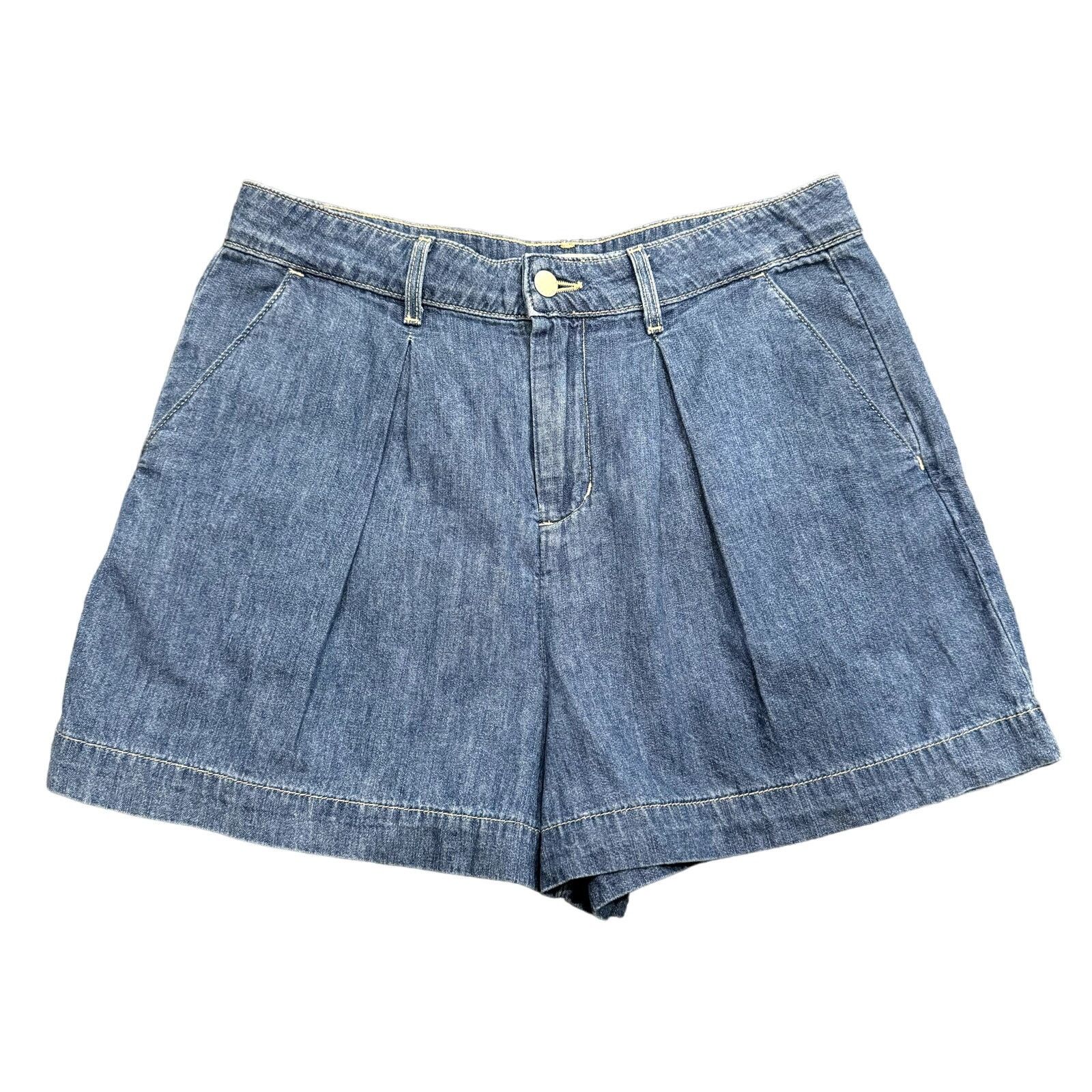 L'AGENCE L'Agence Zahari Pleated Denim Shorts in Blue, Size 29 Size 29" - 2 Thumbnail