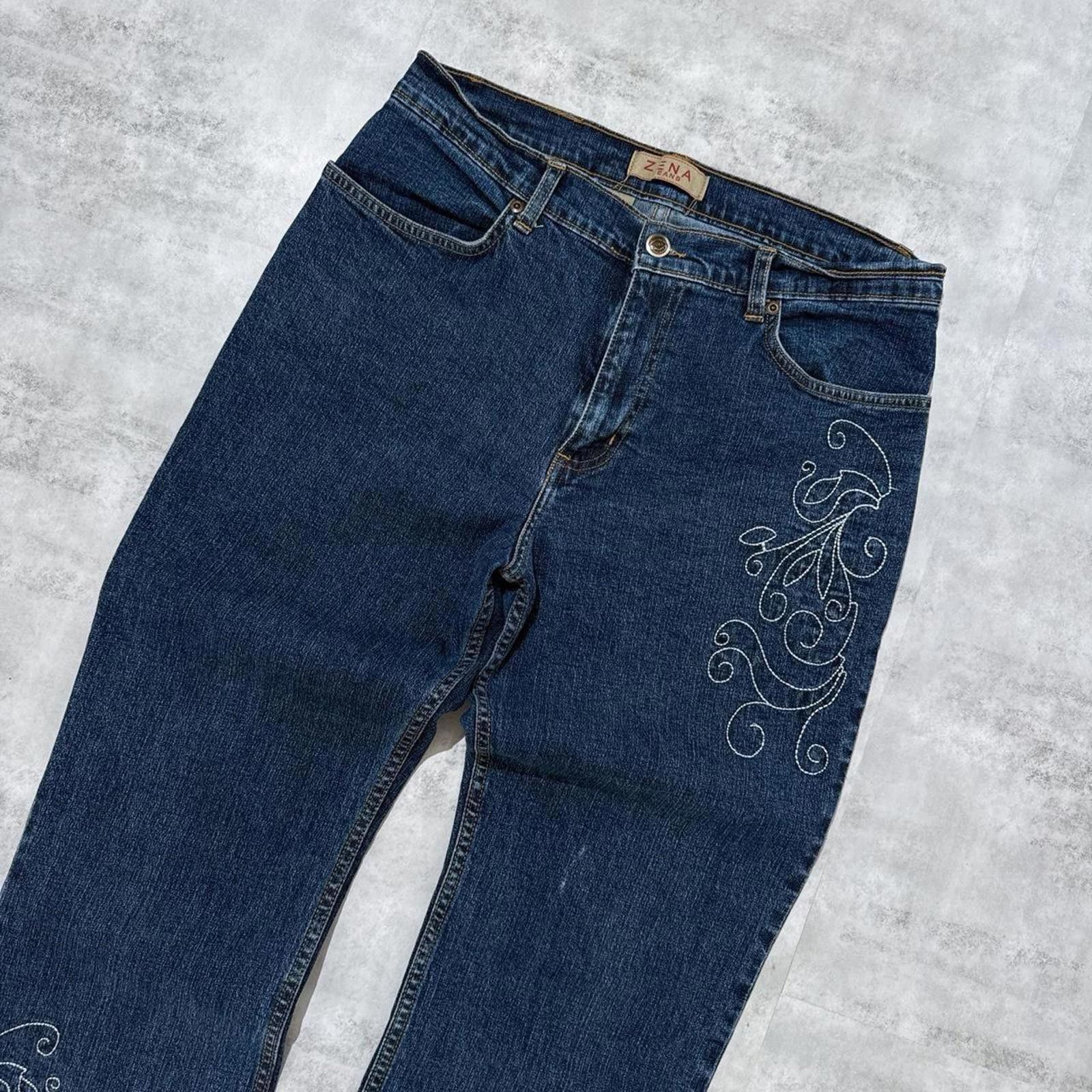 Other Y2K Zena Flared Denim Embroidered Jeans Size 30" / US 8 / IT 44 - 6 Thumbnail
