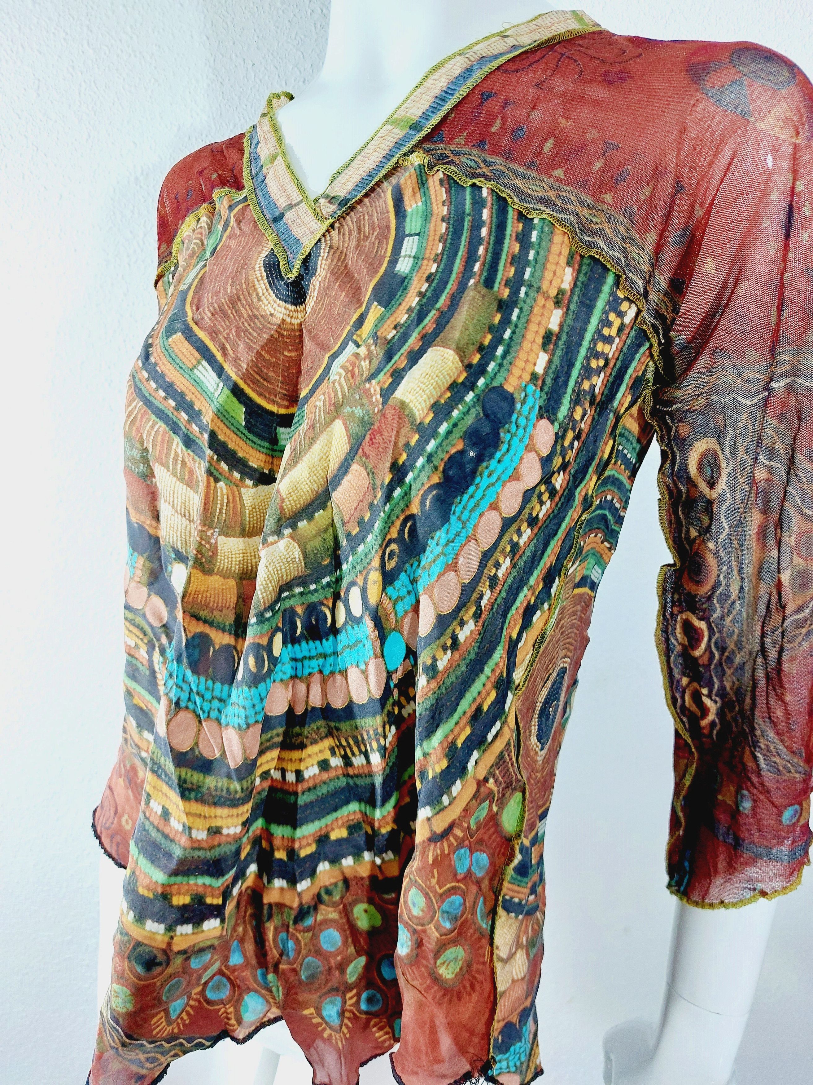 Jean Paul Gaultier Jean Paul Gaultier Rainbow Boho Hippe Kaleidoscope Top Shirt Size US S / EU 44-46 / 1 - 3 Thumbnail
