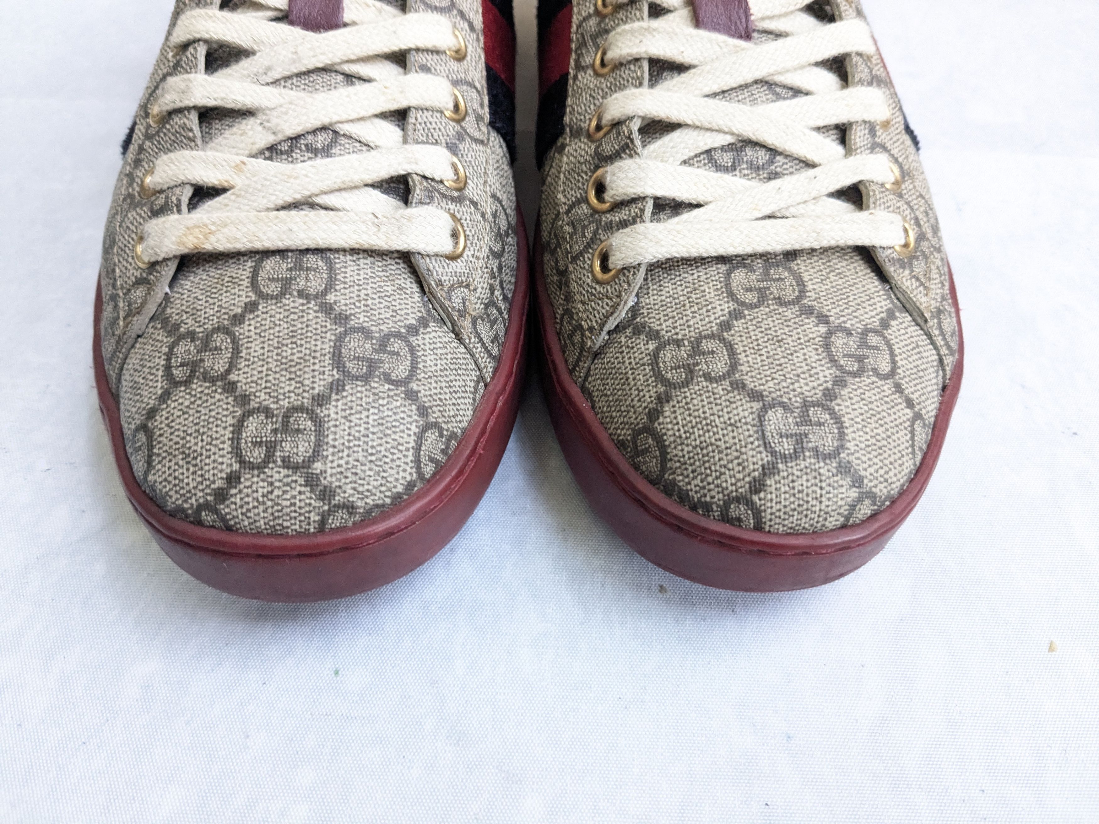 Gucci Gucci Ace Supreme Sneakers Red Monogram GG Logo 7 Size US 7 / EU 40 - 4 Thumbnail