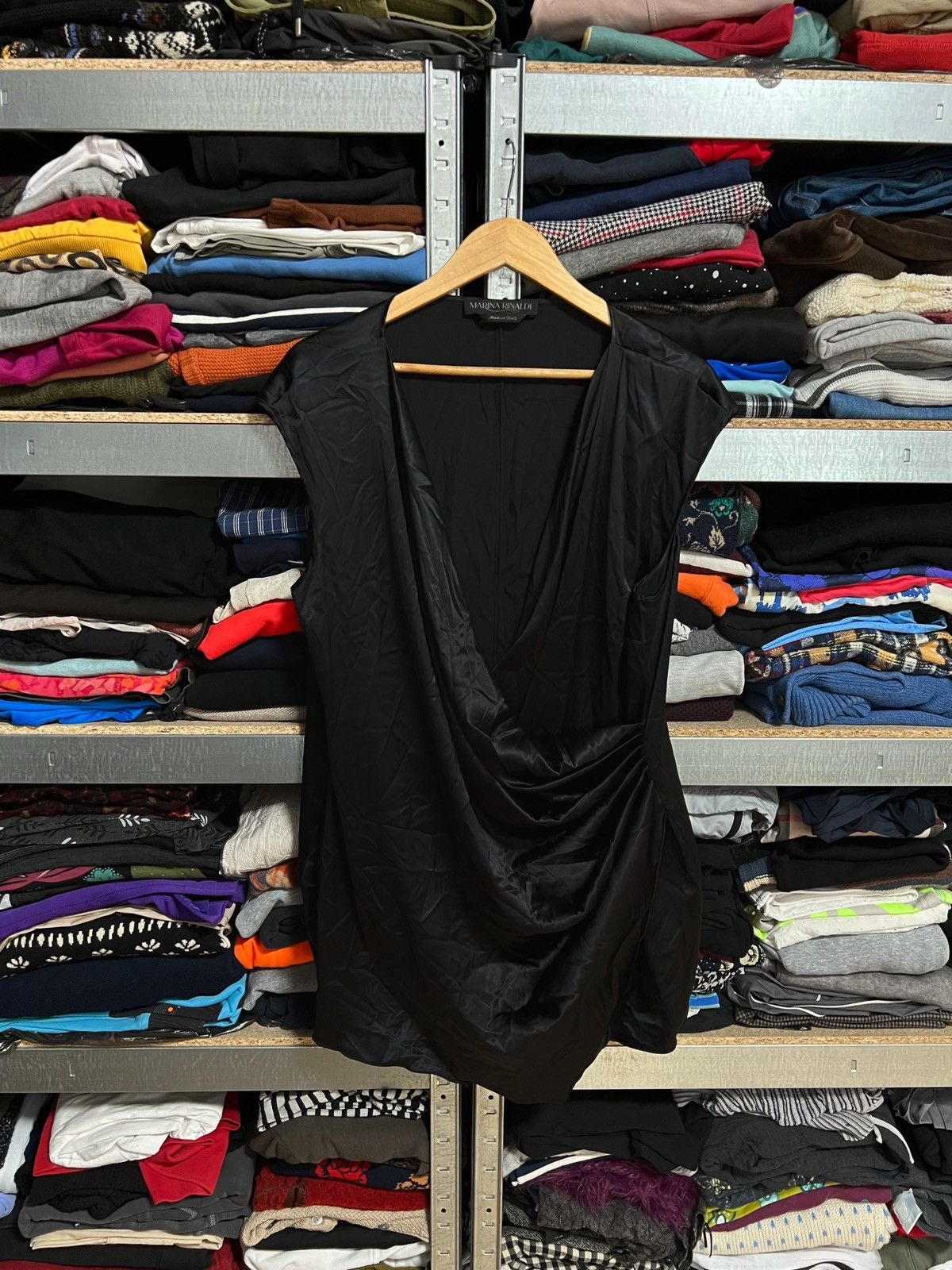 Marina Rinaldi Marina Rinaldi Black Draped Tunic Top Blouse Italy Elegant Size M / US 6-8 / IT 42-44 - 1 Thumbnail