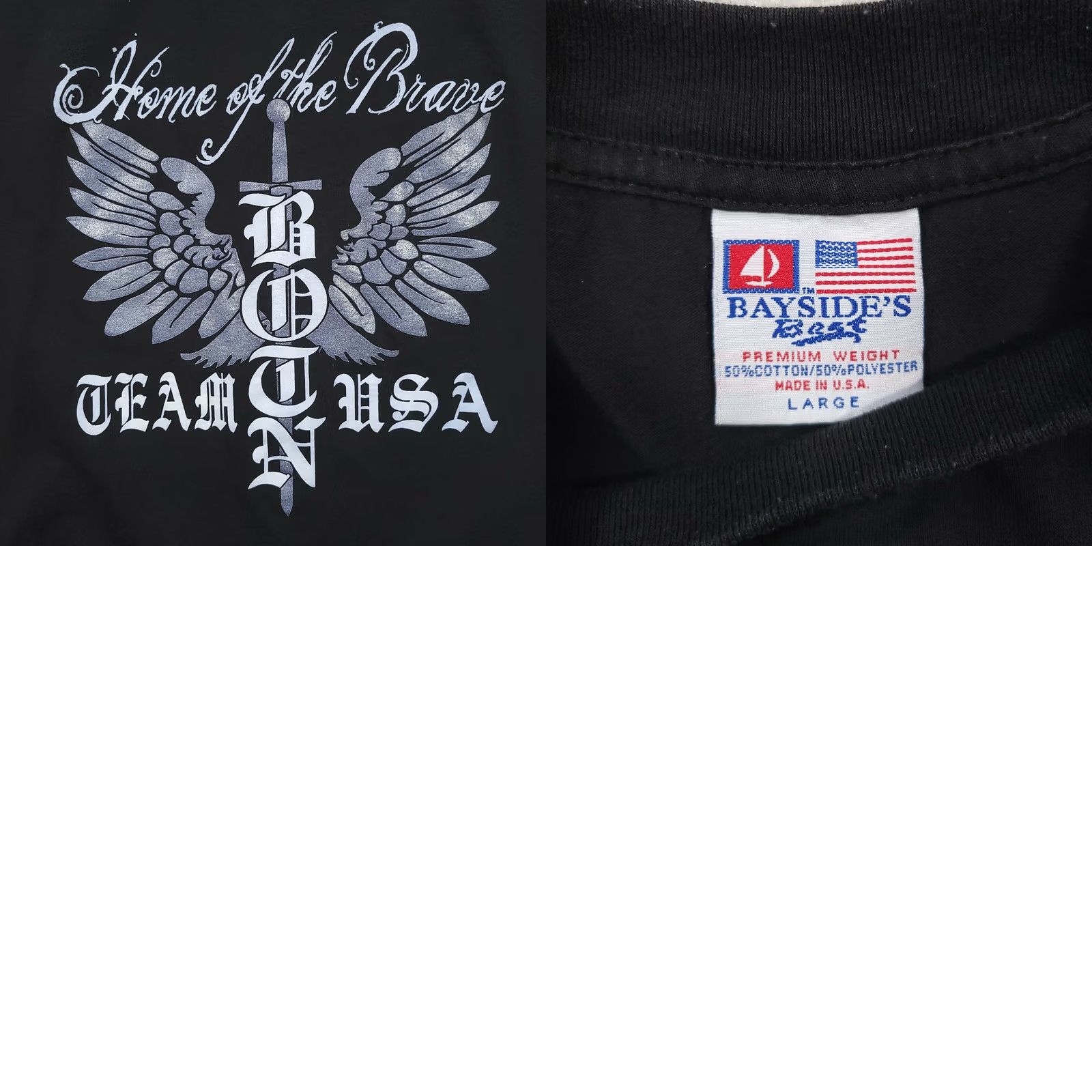 Vintage VINTAGE Baysides USA T Shirt Mens Large Black Home of The Brave Short Sleeve Size US L / EU 52-54 / 3 - 8 Thumbnail