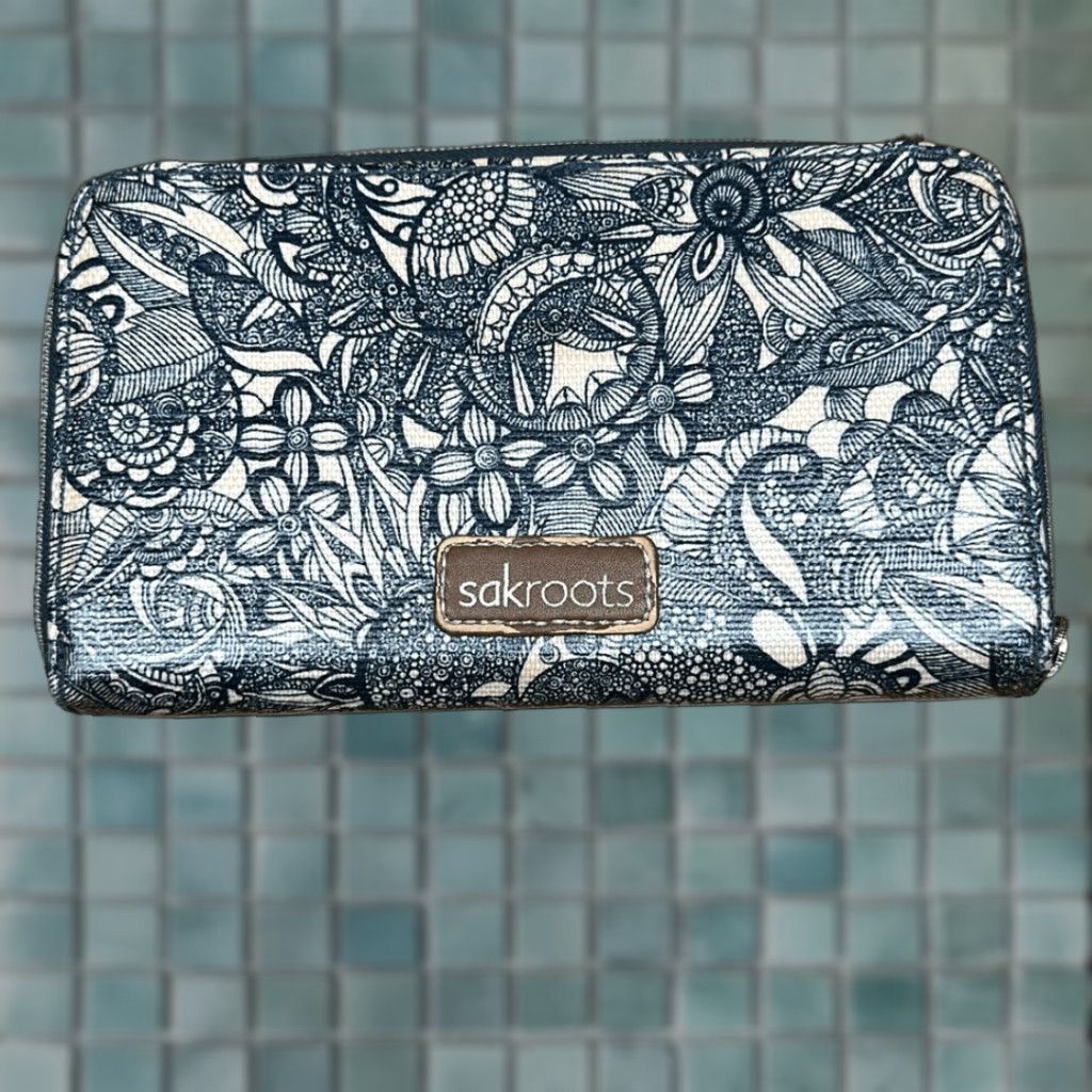 Vintage VINTAGE Sakroots Artist Zip Around Wallet Navy Blue White Floral Spirit Desert Clutch Unisex Adults Medium Size ONE SIZE - 1 Thumbnail