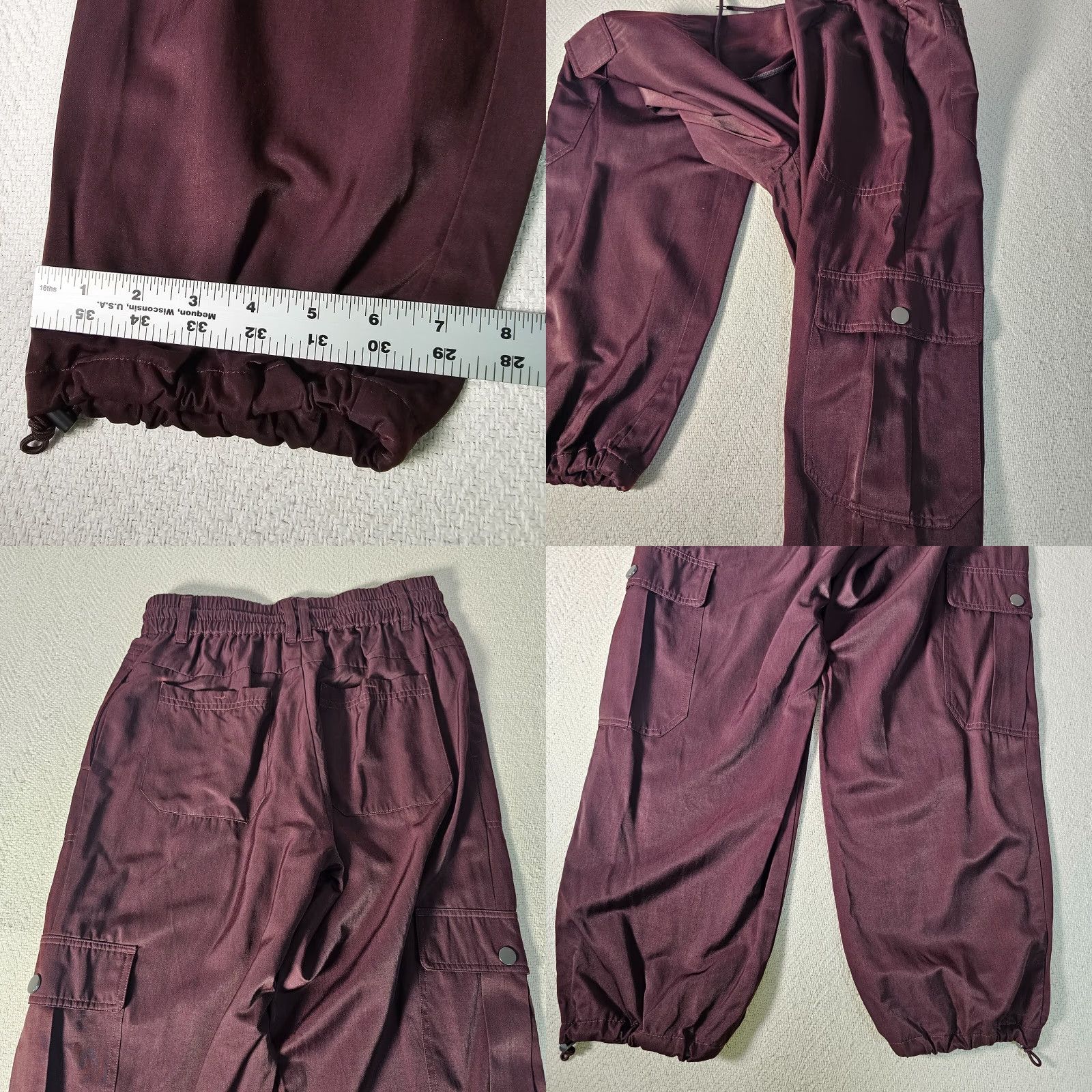 Vintage Democracy Women’s Jogger Pant High Rise Pull On Satin Floral Red Lounge Pants XS-XL Size 36" / US 14 / IT 50 - 8 Thumbnail