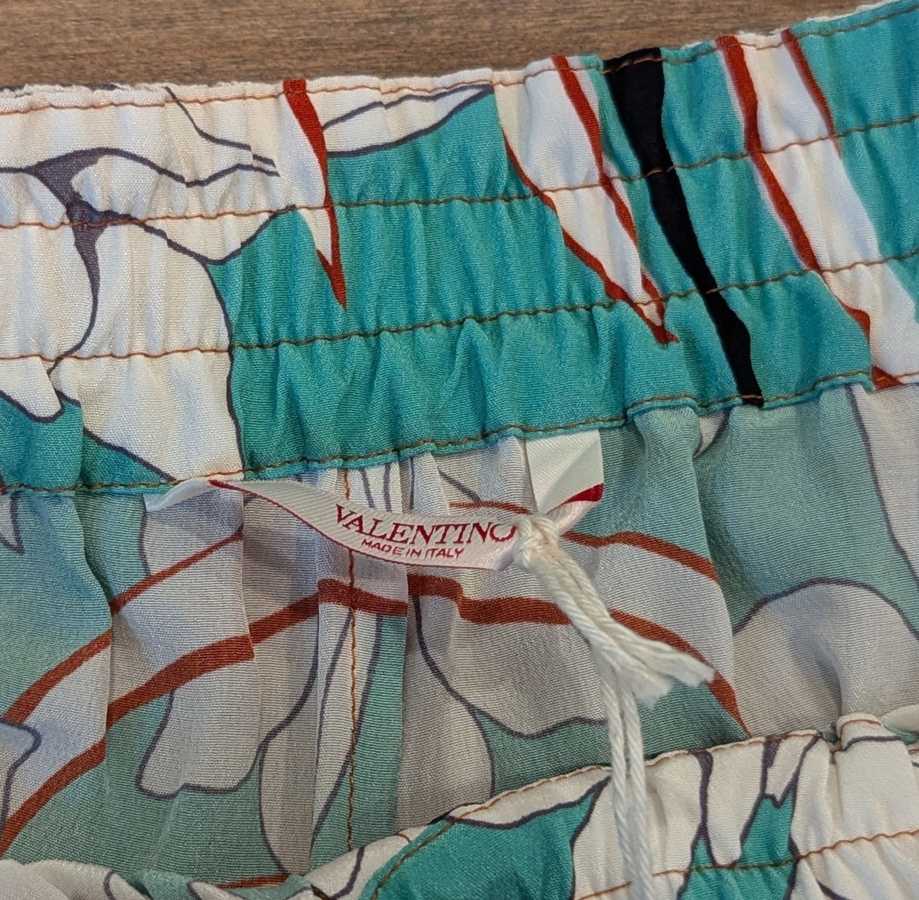 Valentino Floral Print Silk Bermuda Shorts Brown 50 US 34