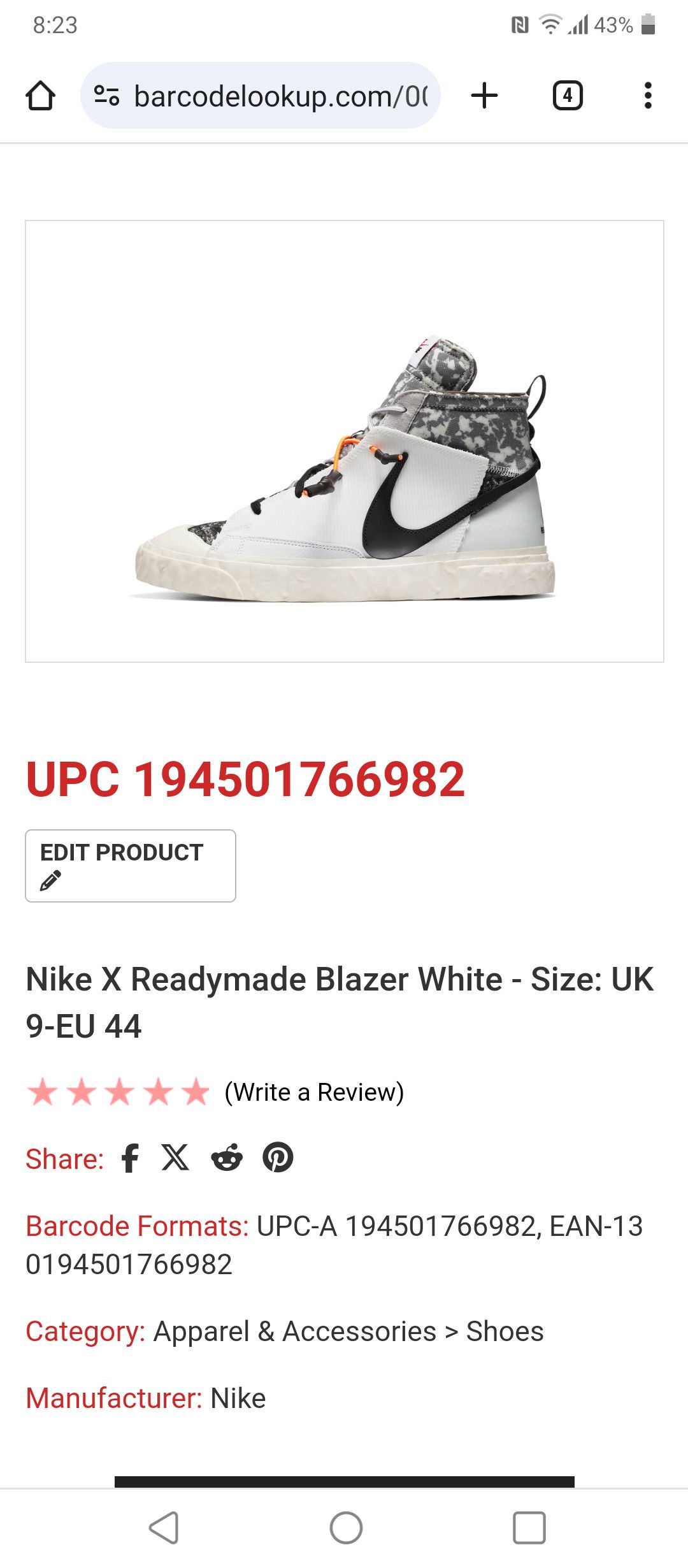 Nike Nike Blazer X ReadyMade Size US 10 / EU 43 - 1 Preview