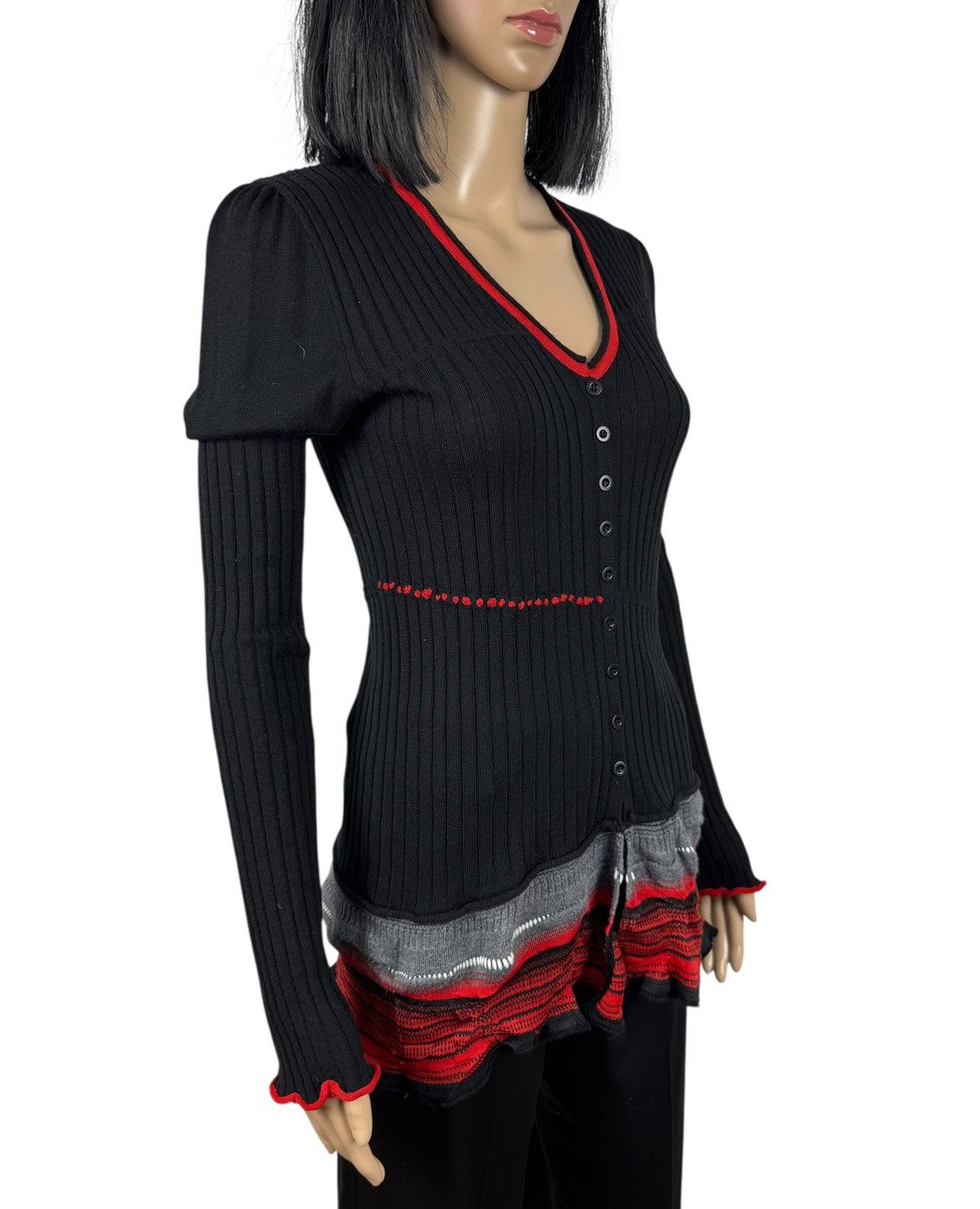 Marithe + Francois Girbaud Marithe Francois Girbaud Wool Cardigan Ribbed Asymmetrical 3 Size L / US 10 / IT 46 - 3 Thumbnail