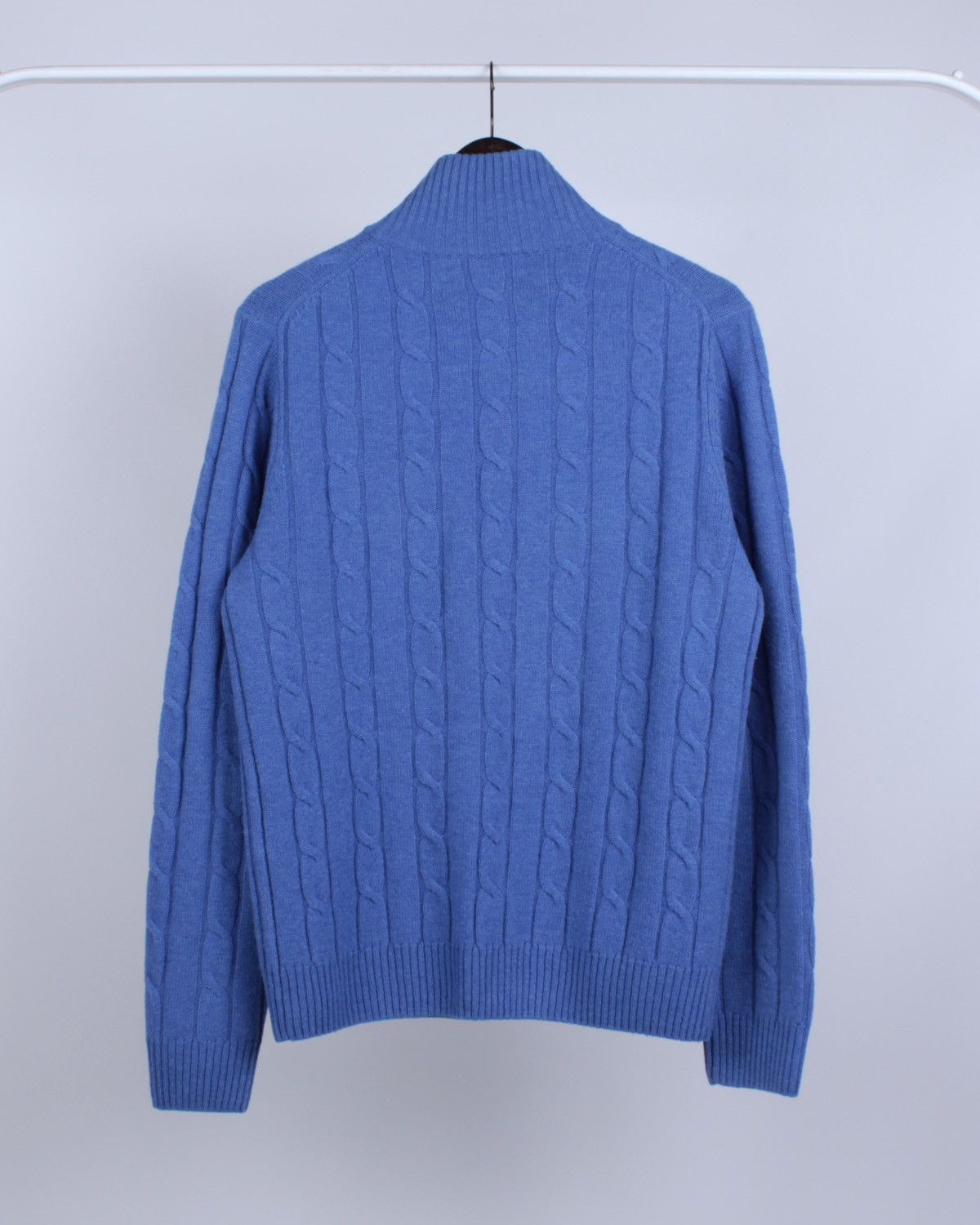 Gant GANT Lambs Wool Cable Knit Blue Button Sweater High Neck Size US M / EU 48-50 / 2 - 4 Thumbnail