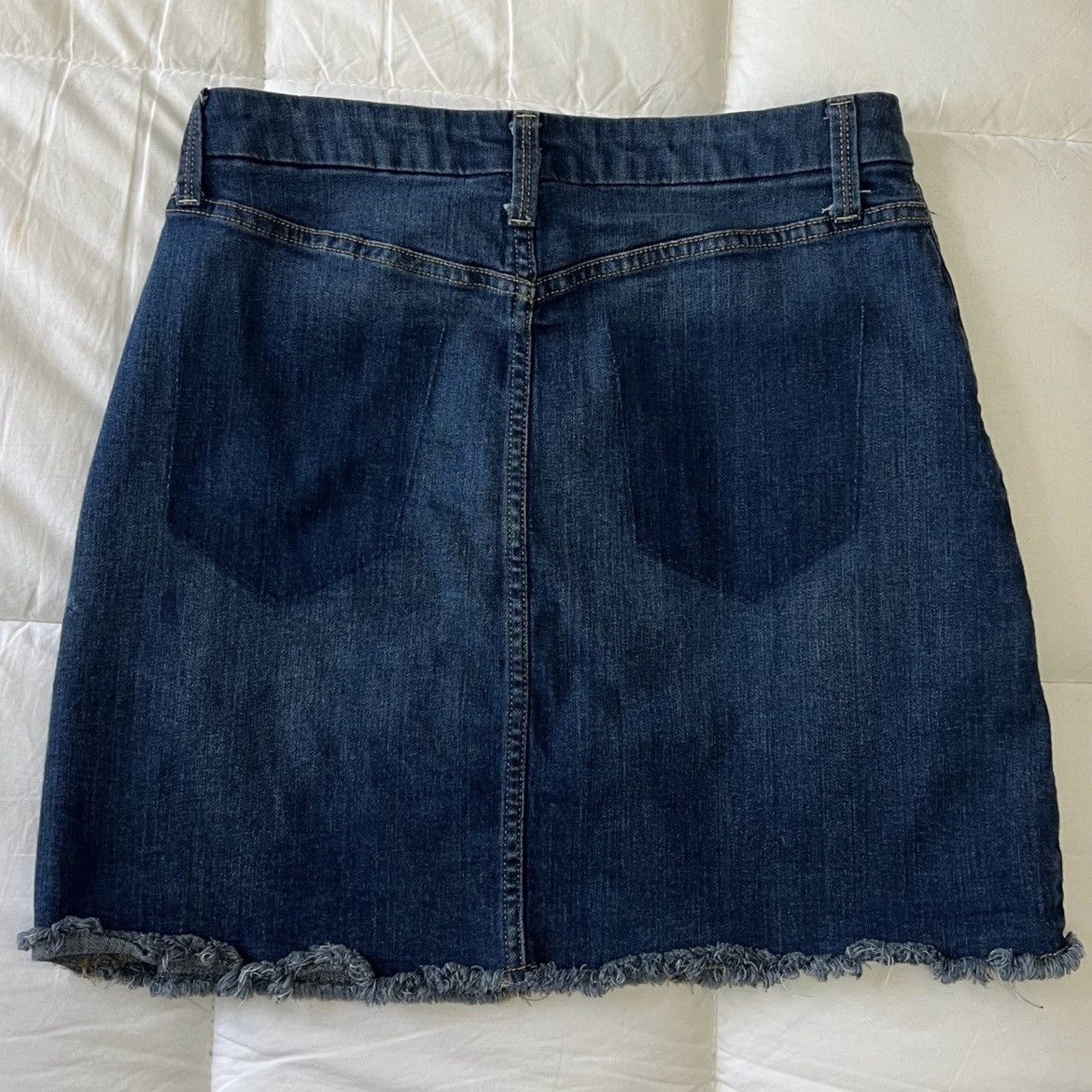 Other Vintage Wash Fringe Hem High Rise Denim Jean Skirt Women’s 7 Size 28" / US 6 / IT 42 - 4 Thumbnail