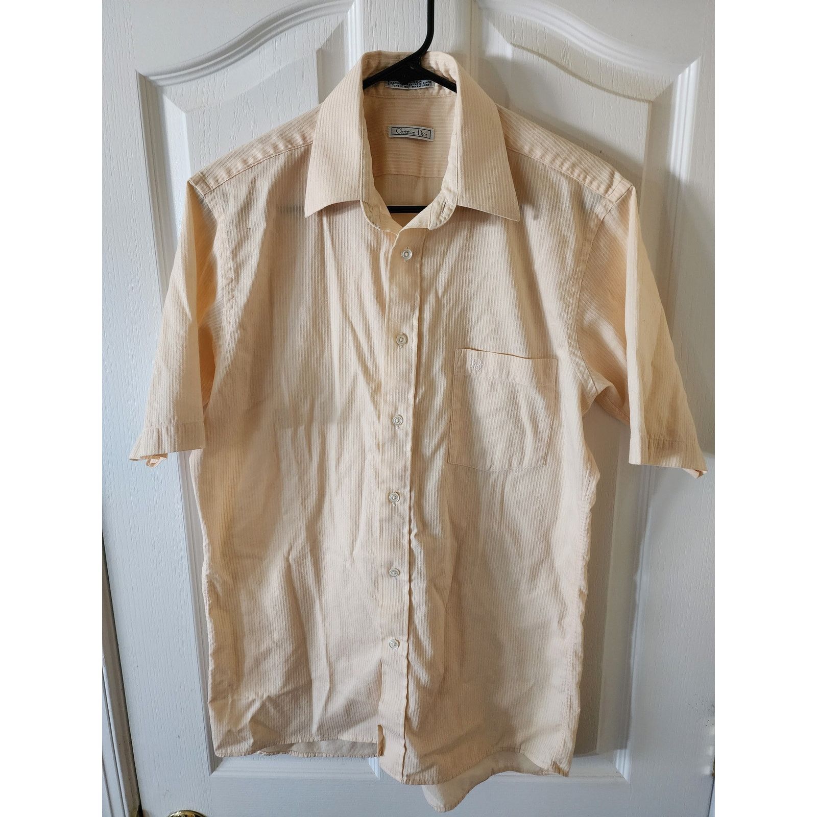 Dior Christian Dior Vintage Short Sleeve Shirt 15 M Cream Yellow Size US M / EU 48-50 / 2 - 1 Thumbnail