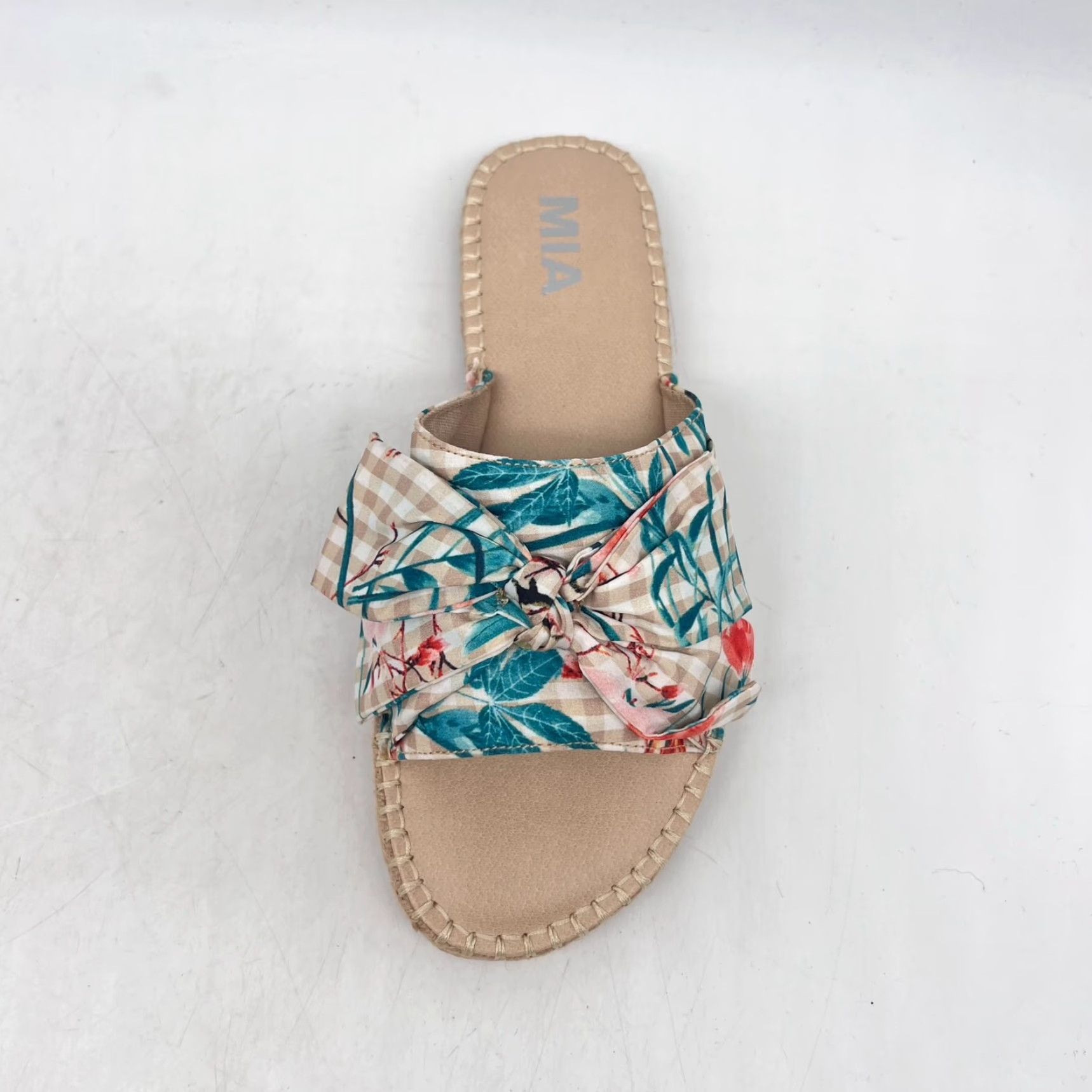 Vintage MIA Women's Brenda Slide Sandals Open Toe Casual Blue Check 8.5 M Size US 6 / IT 36 - 3 Thumbnail