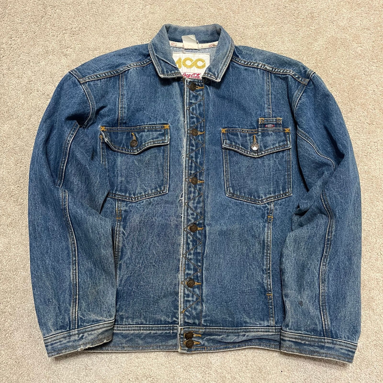 Coca Cola Vintage 90s Coca-Cola 100th Anniversary Denim Trucker Jacket Size US L / EU 52-54 / 3 - 1 Thumbnail
