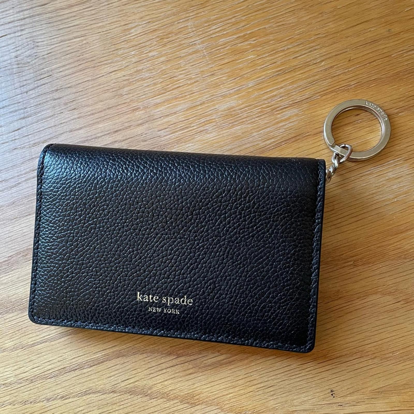 Designer Kate Spade Leather Black & Beige Key Coin Purse Wallet Size ONE SIZE - 1 Thumbnail