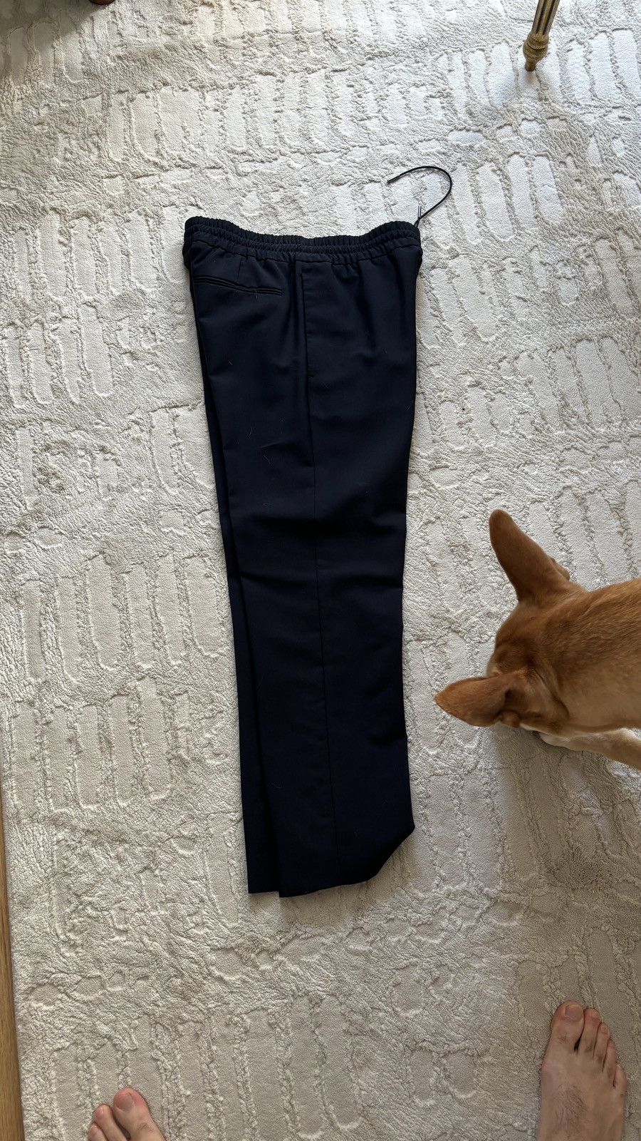 image of Acne Studios Acne Ryder Wool And Mohair Drawstring Trousers in Navy, Men's (Size 30)