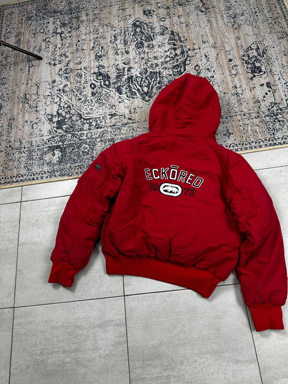 Ecko Unltd. × Southpole Crazy Thick Ecko Unltd Red Fur Y2K Rap SK8 Bomber Jacket Size US XL / EU 56 / 4 - 16 Thumbnail