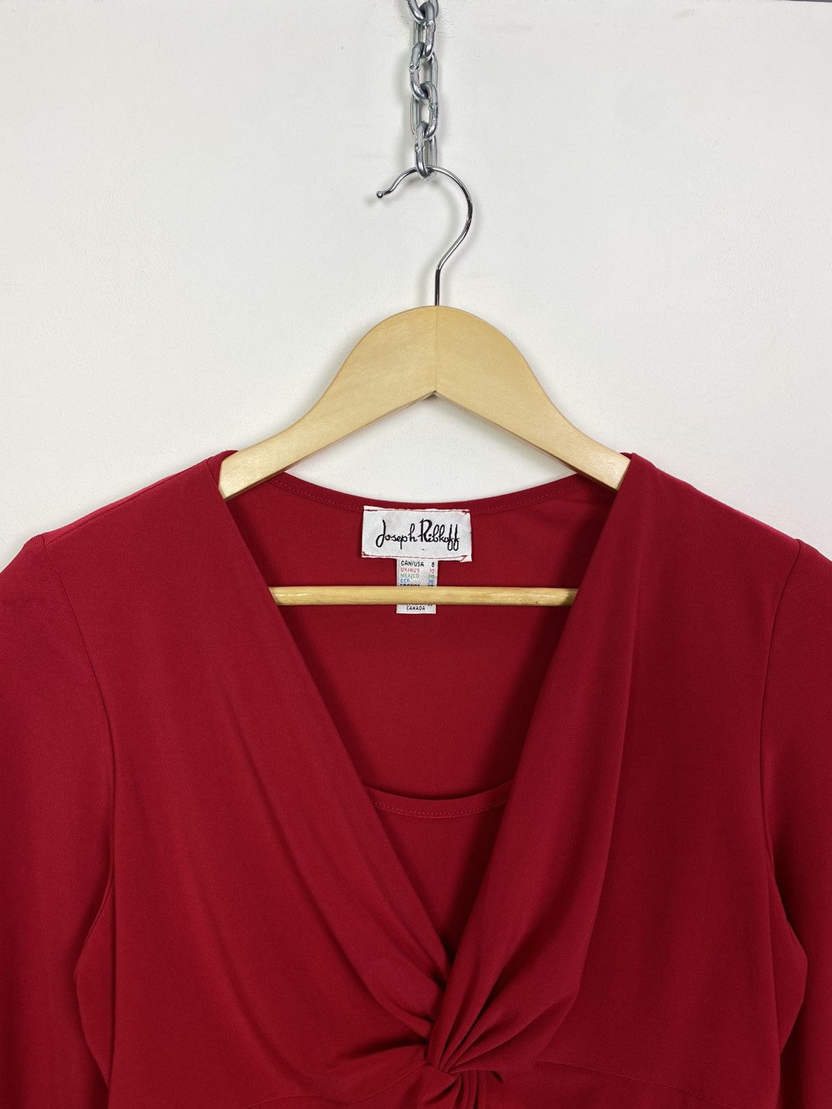 Joseph Ribkoff Vintage Joseph Ribkoff Blouse Long Sleeve V-Neck Red 90’s Size M / US 6-8 / IT 42-44 - 2 Thumbnail