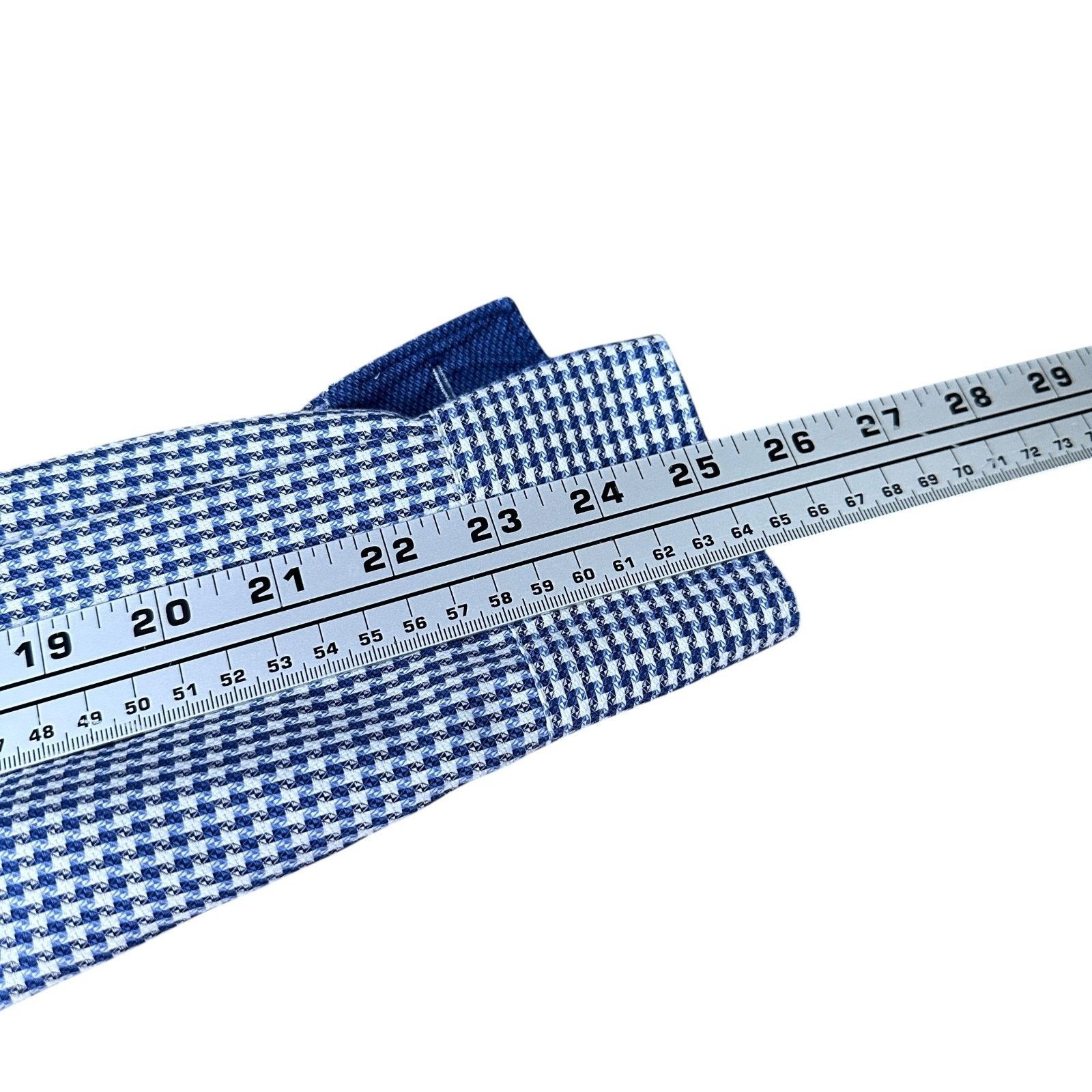 Other Olymp Luxor Dress Shirt Mens 16.5 42 Blue Houndstooth Cotton Size US L / EU 52-54 / 3 - 9 Thumbnail