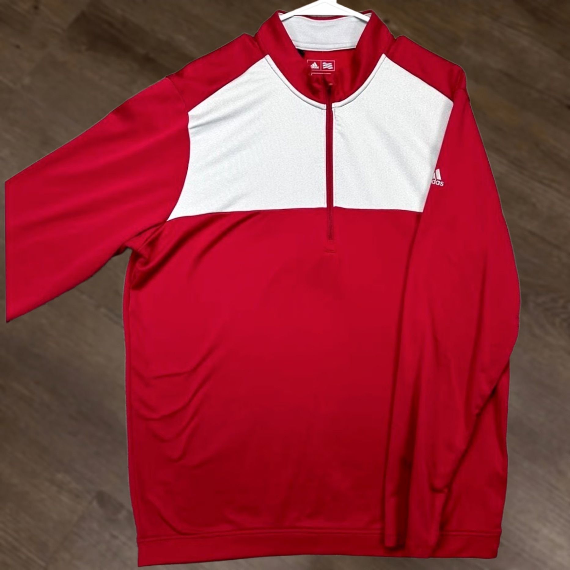 Adidas Adidas Sweatshirt Pullover Mens Large Red Climawarm Quarter Zip Golf Performance Size US L / EU 52-54 / 3 - 1 Thumbnail