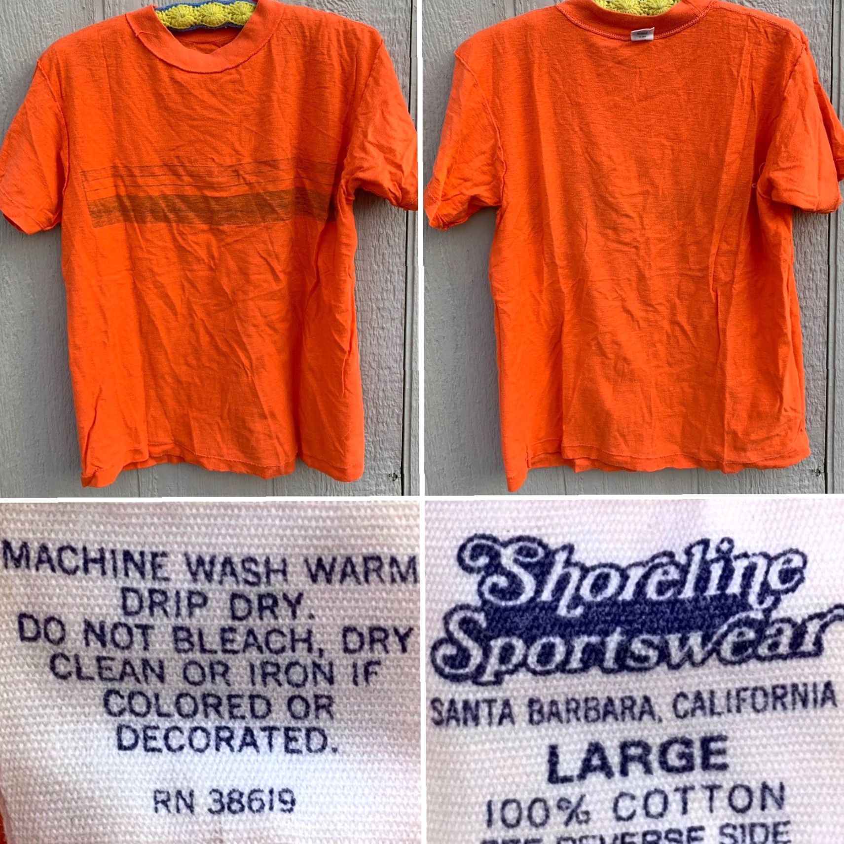 Rainbow Vintage Shoreline Sportswear t-Shirt Seattle rainbow graphics 80s 70s L Unisex Orange Cotton Graphic Tee Shirt Decade 1980s Size US L / EU 52-54 / 3 - 5 Thumbnail