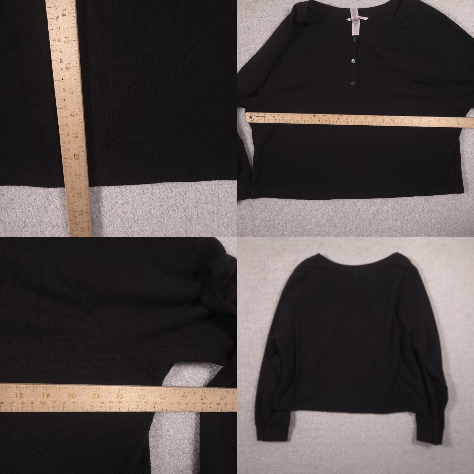 Victoria's Secret Victoria's Secret Shirt Womens L Black Thermal Henley Long Sleeve Knit Top Size L / US 10 / IT 46 - 8 Thumbnail