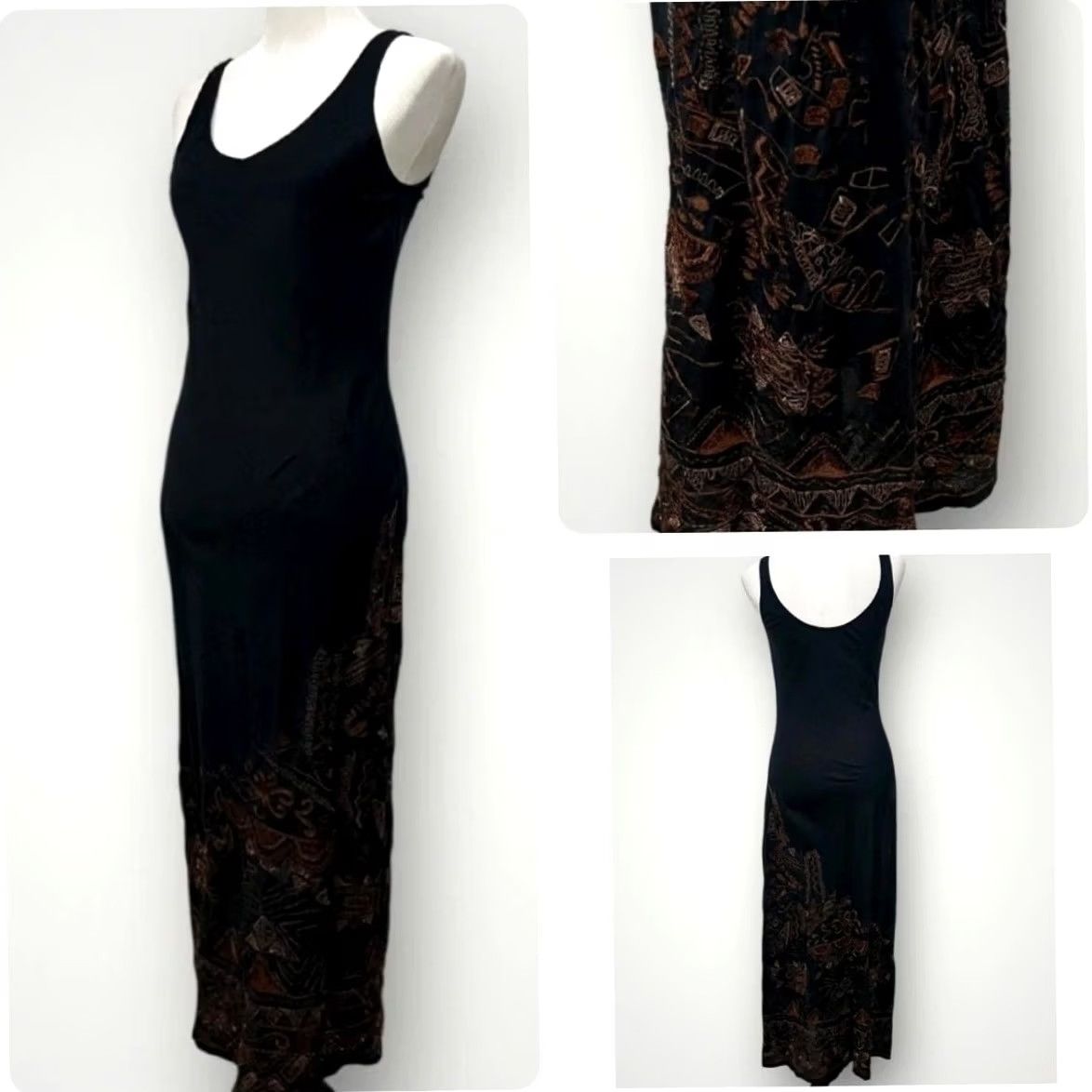Vintage Chico’s Maxi Dress 100% Cotton Lightweight Embroidered Sleeveless Black Sz S (0) Womens Dress Size S / US 4 / IT 40 - 2 Thumbnail