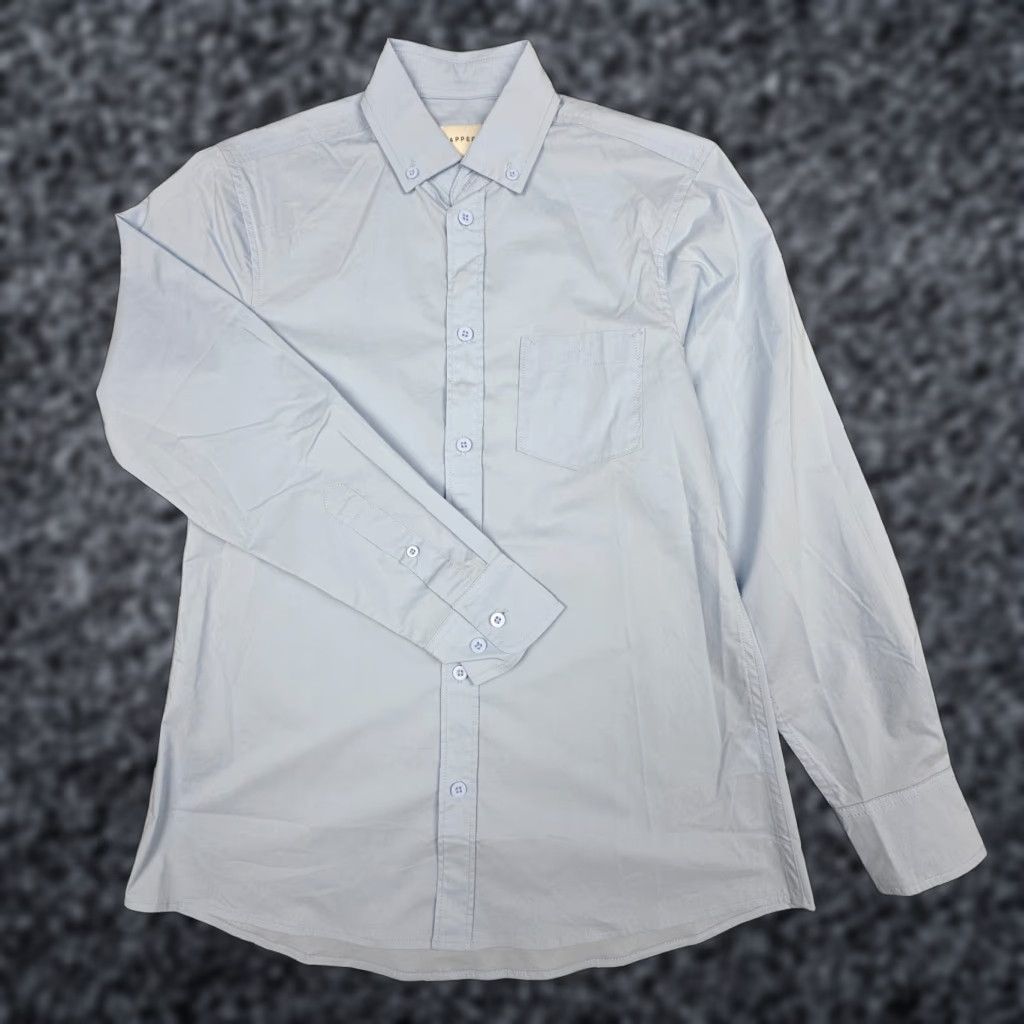 Vintage Dapper Boi Shirt Mens XS Blue Button Up & Snap Stretch Dress Button-Up Long Sleeve Casual Regular Lightweight Size 34R - 1 Thumbnail