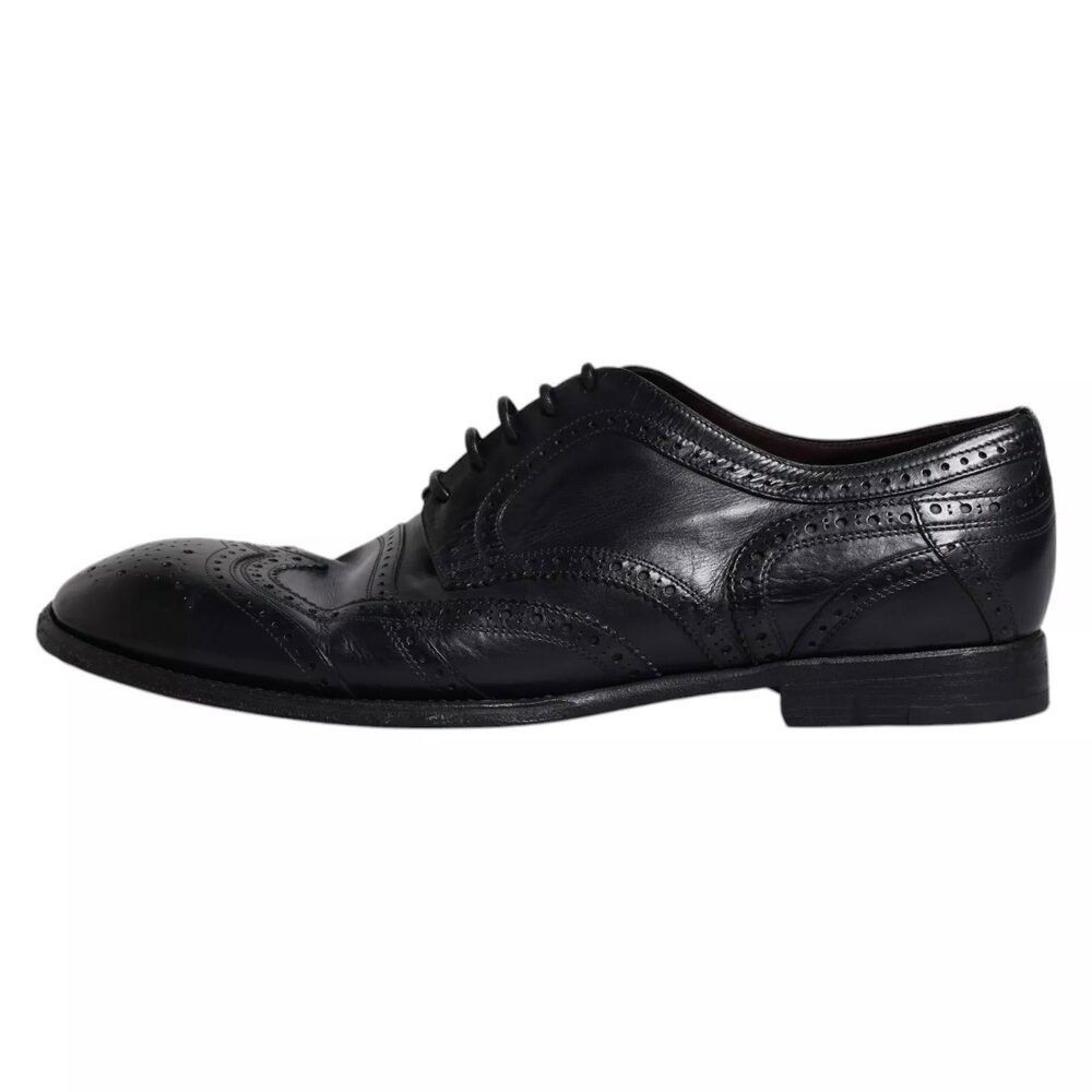 Dolce & Gabbana Dolce & Gabbana Dark Blue Leather Derby Wingtip Formal Shoes Size US 11 / EU 44 - 2 Thumbnail
