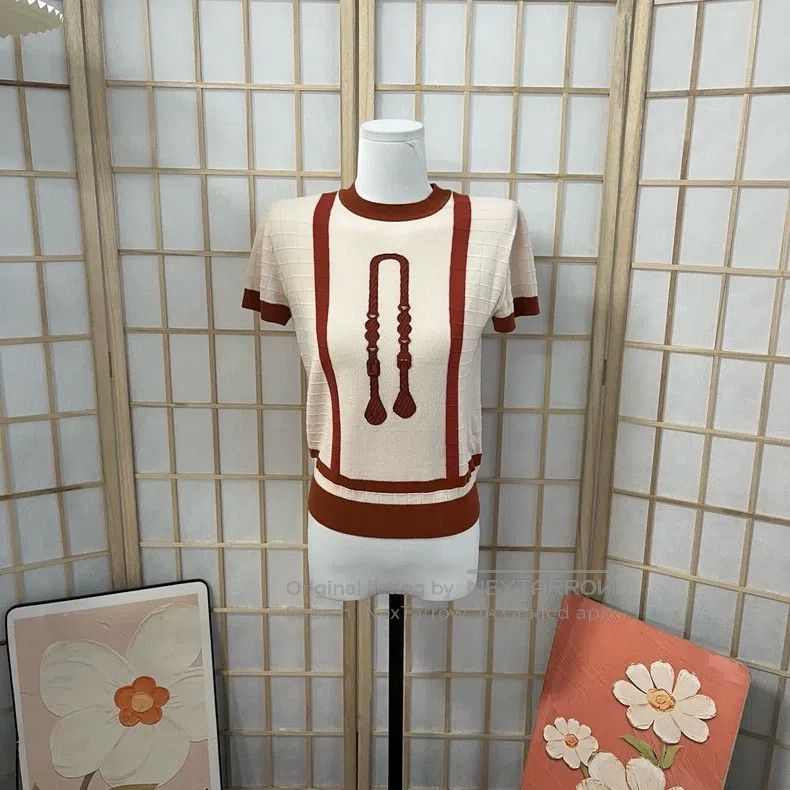 Hermes Hermes Red and white knit short-sleeve, wool blend, rope e Size XS / US 0-2 / IT 36-38 - 1 Thumbnail