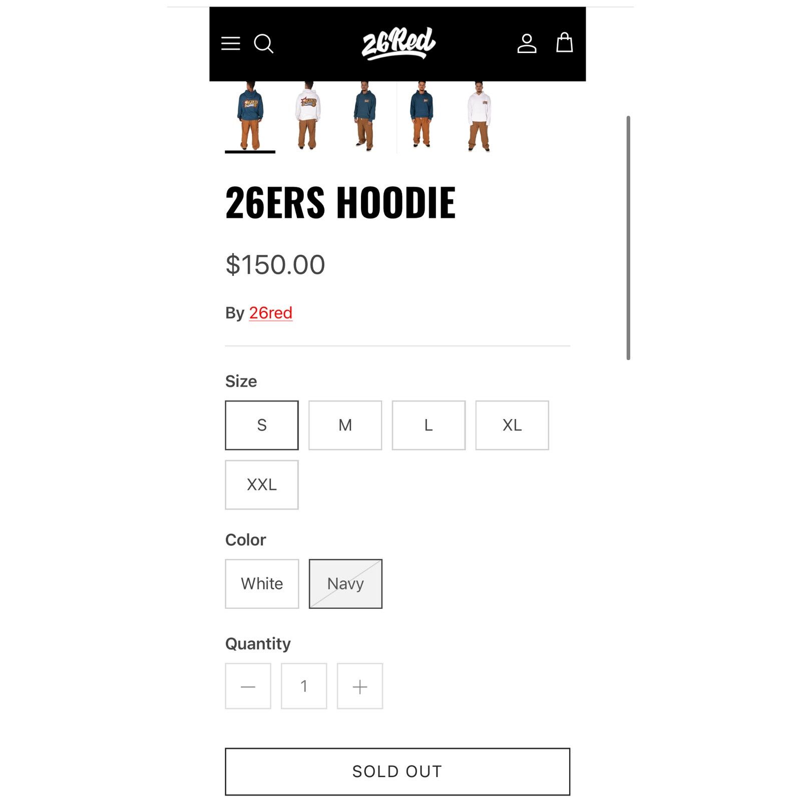 Other 26 Red - "26ers" Navy Oversized Graphic Hoodie [Size Medium] Size US M / EU 48-50 / 2 - 4 Thumbnail