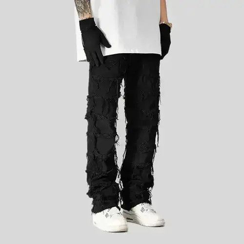 Japanese Brand Black Color Punk Stacked Grunge Jeans Pants Size US 32 / EU 48 - 3 Thumbnail