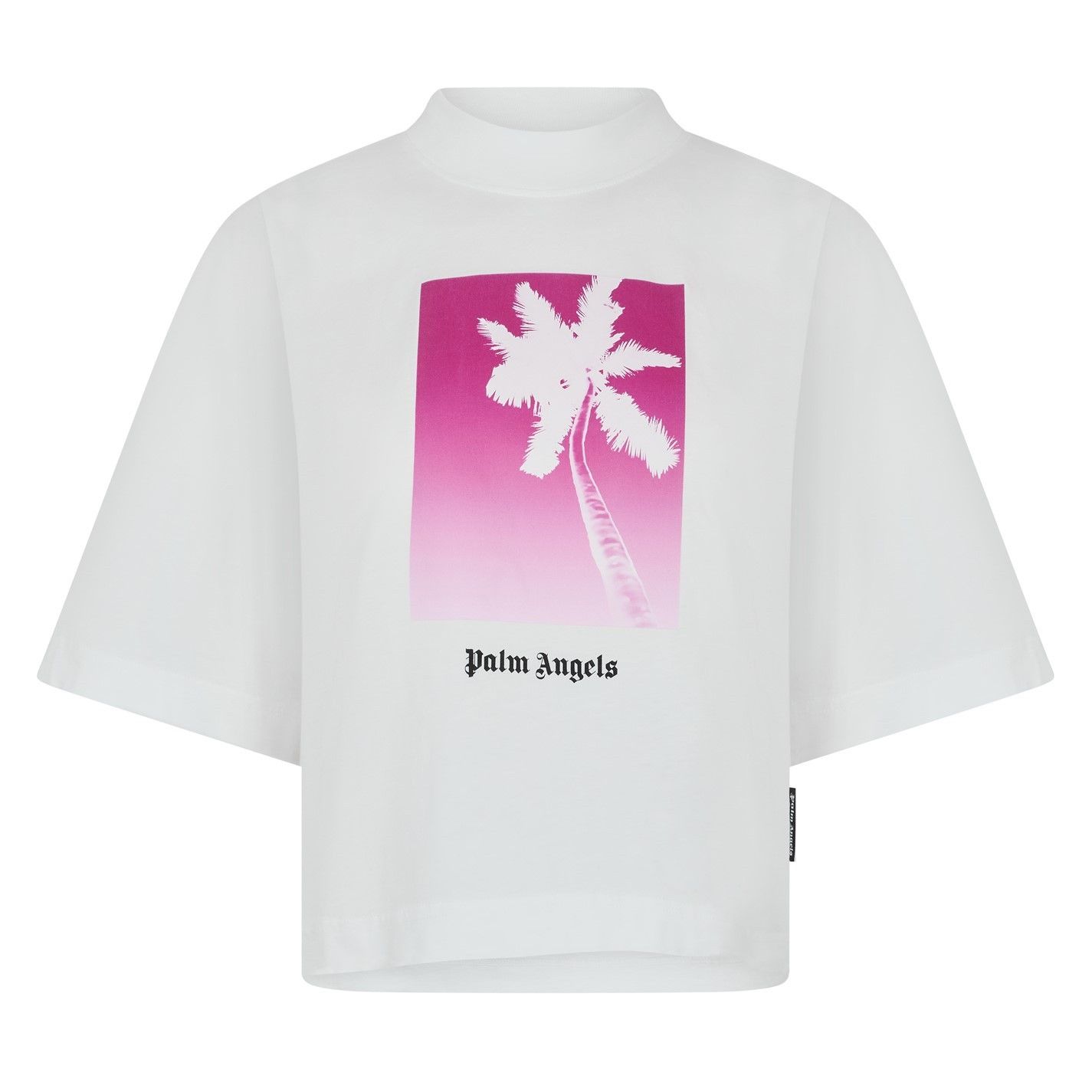 Palm Angels o1g2r1mq0325 Crop T-Shirt in White & Pink Size XS / US 0-2 / IT 36-38 - 1 Thumbnail