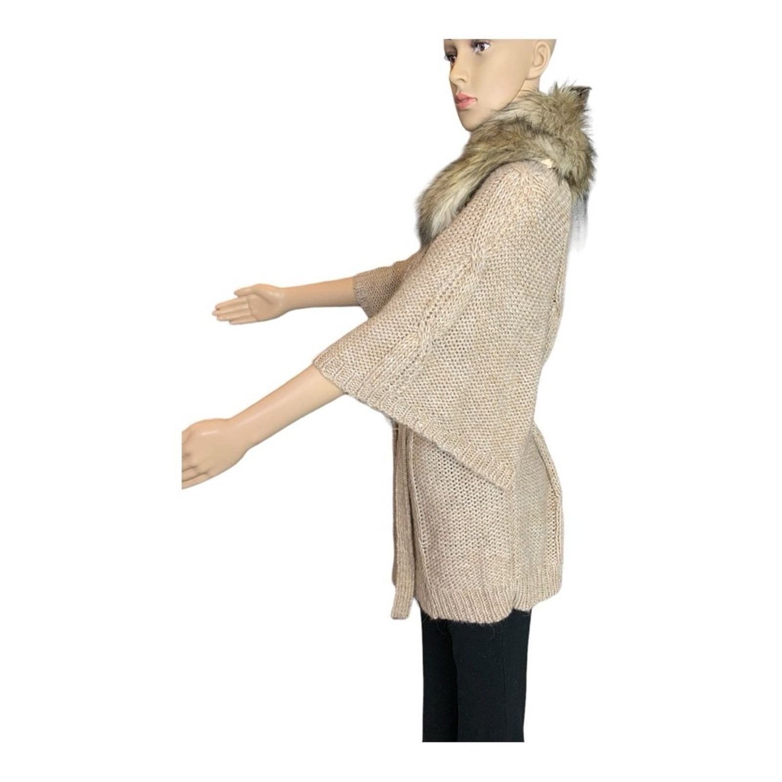 Loft Loft Women's Medium Cardigan Chunky Knit Faux Fur Trimmed Size M / US 6-8 / IT 42-44 - 6 Thumbnail