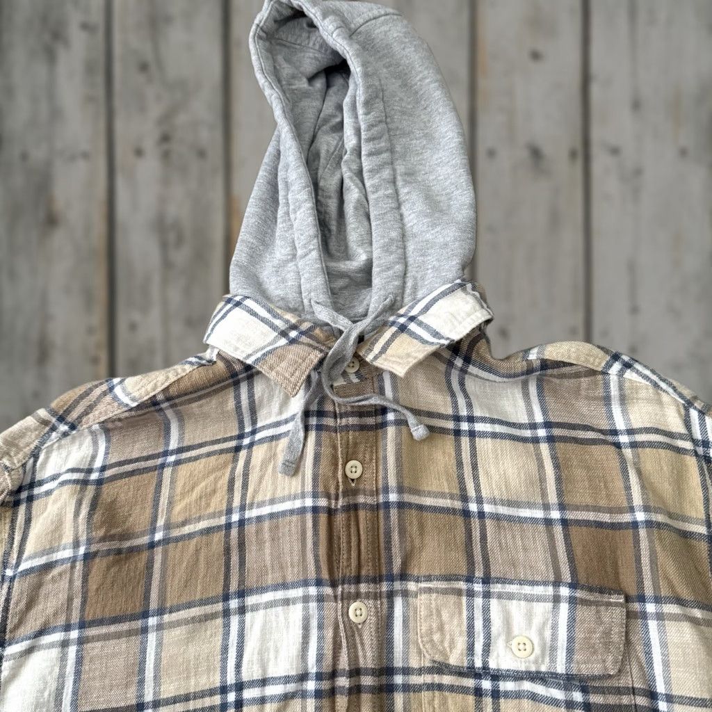 American Eagle Outfitters American Eagle Outfitters Hooded Flannel Shirt Mens M Plaid Removable Hood Super Soft Beige 2-in-1 Casual Cabin Core Size US M / EU 48-50 / 2 - 1 Thumbnail