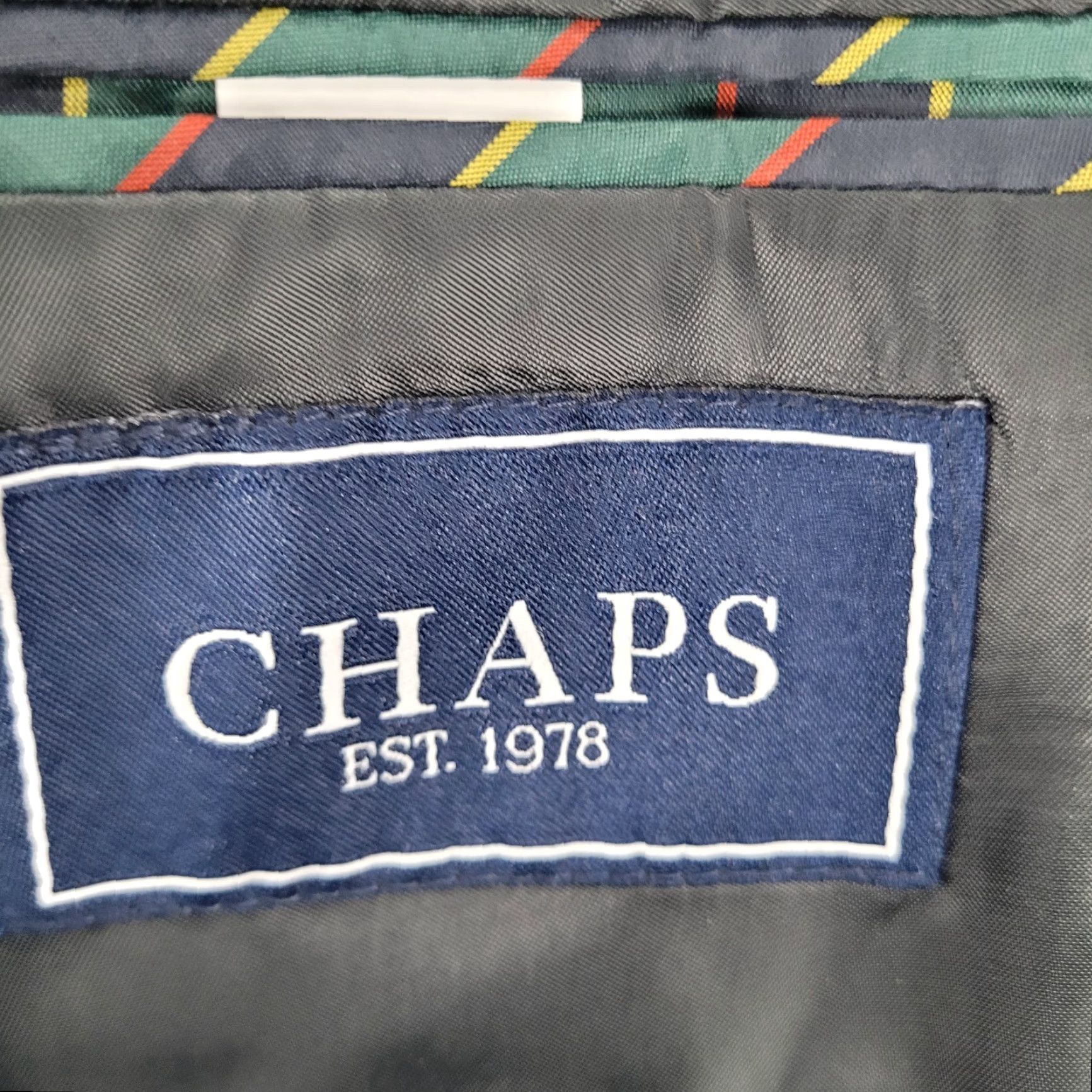 Chaps Chaps Black Wool Blend Pinstriped 2 Button Vented Notch Blazer Sport Coat 46L Mens Size 46R - 3 Thumbnail