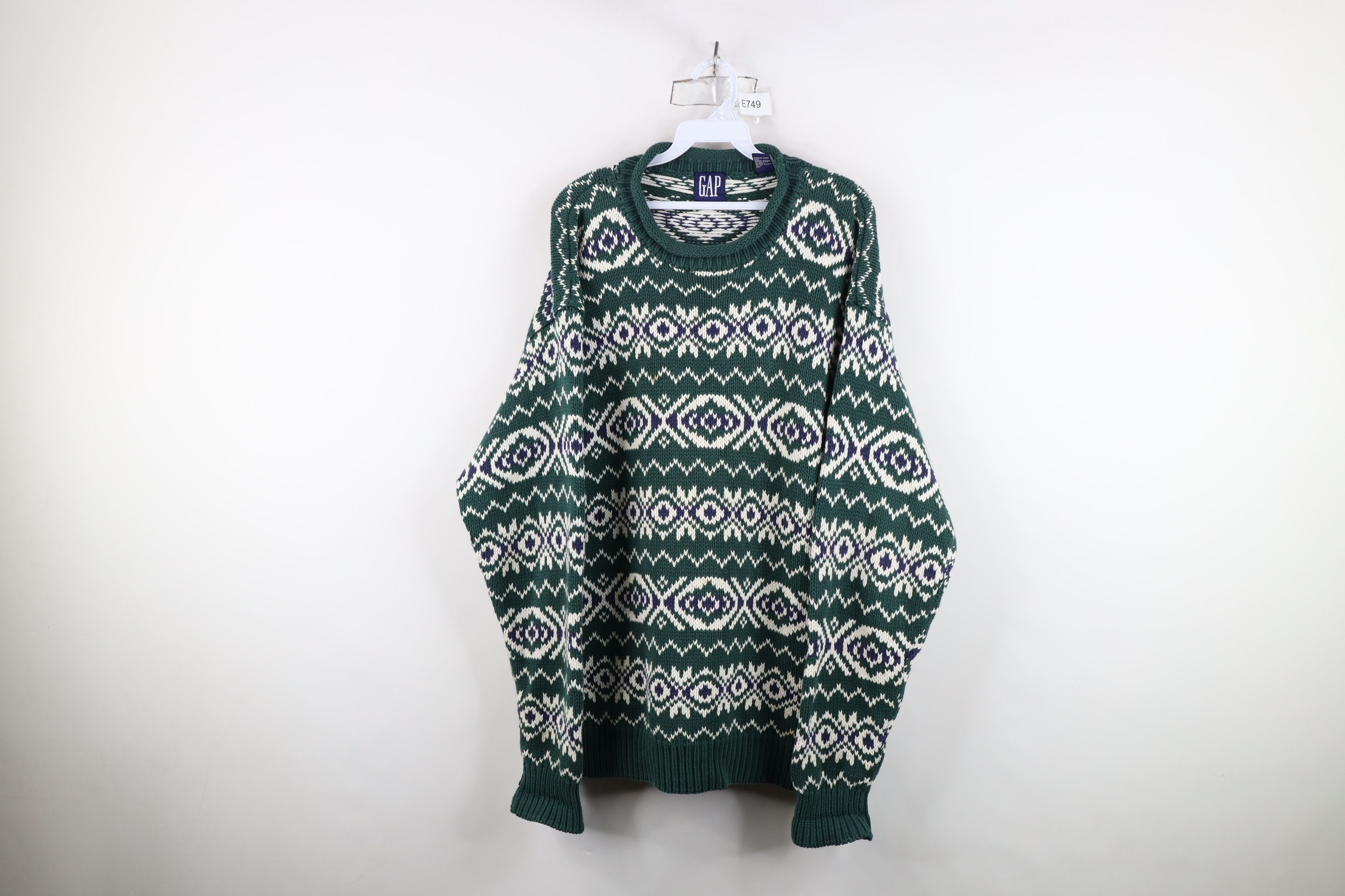 Vintage 90s Gap Heavyweight Fair Isle Cotton Marled Sweater