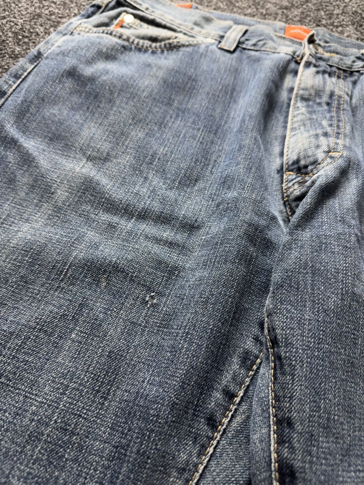 Hugo Boss Vintage 00s Distressed Hugo Boss Orange Blue Denim Jeans Size US 34 / EU 50 - 8 Thumbnail