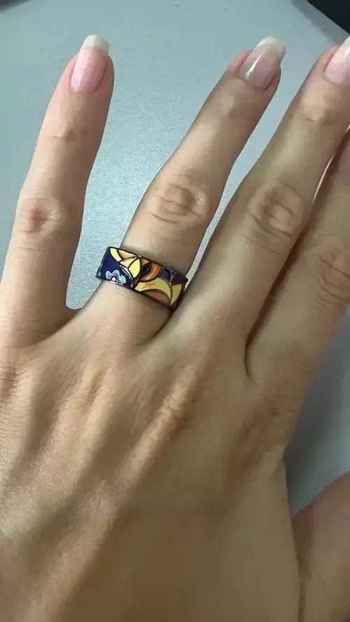 Japanese Brand × Jewelry × Vintage Creative Handmade Spinel Bird Flower Enamel Ring Size ONE SIZE - 4 Thumbnail